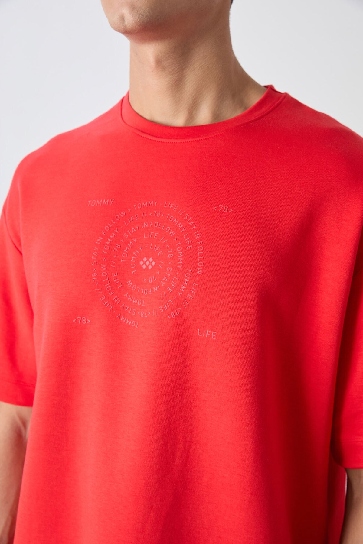 Image of Fiesta Pamuklu Kalın Yumuşak Dokulu Oversize Fit Baskılı Erkek T-Shirt - 88324