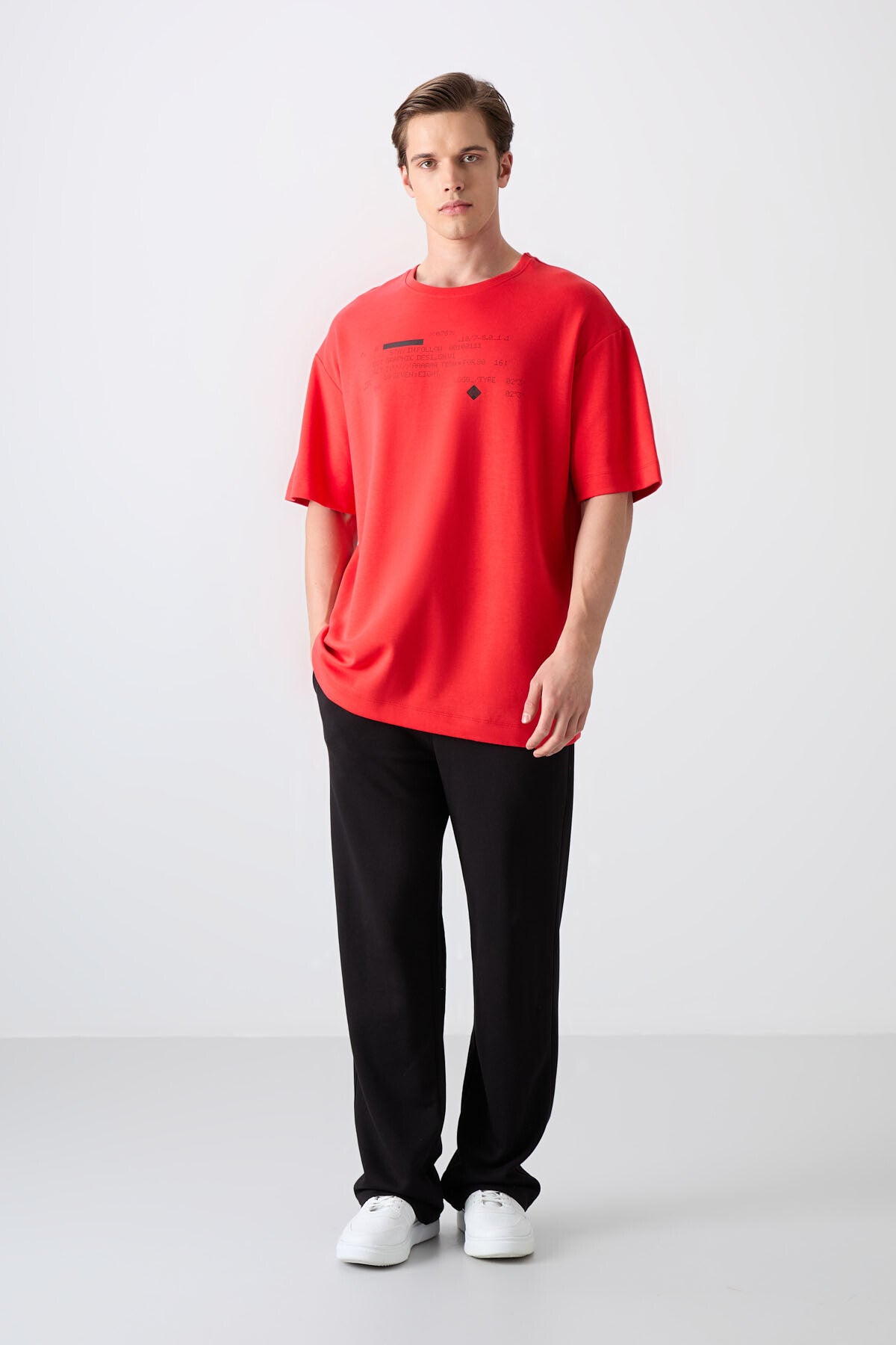Image of Tricou bărbătesc Fiesta din bumbac gros, texturat, supradimensionat, imprimat - 88326