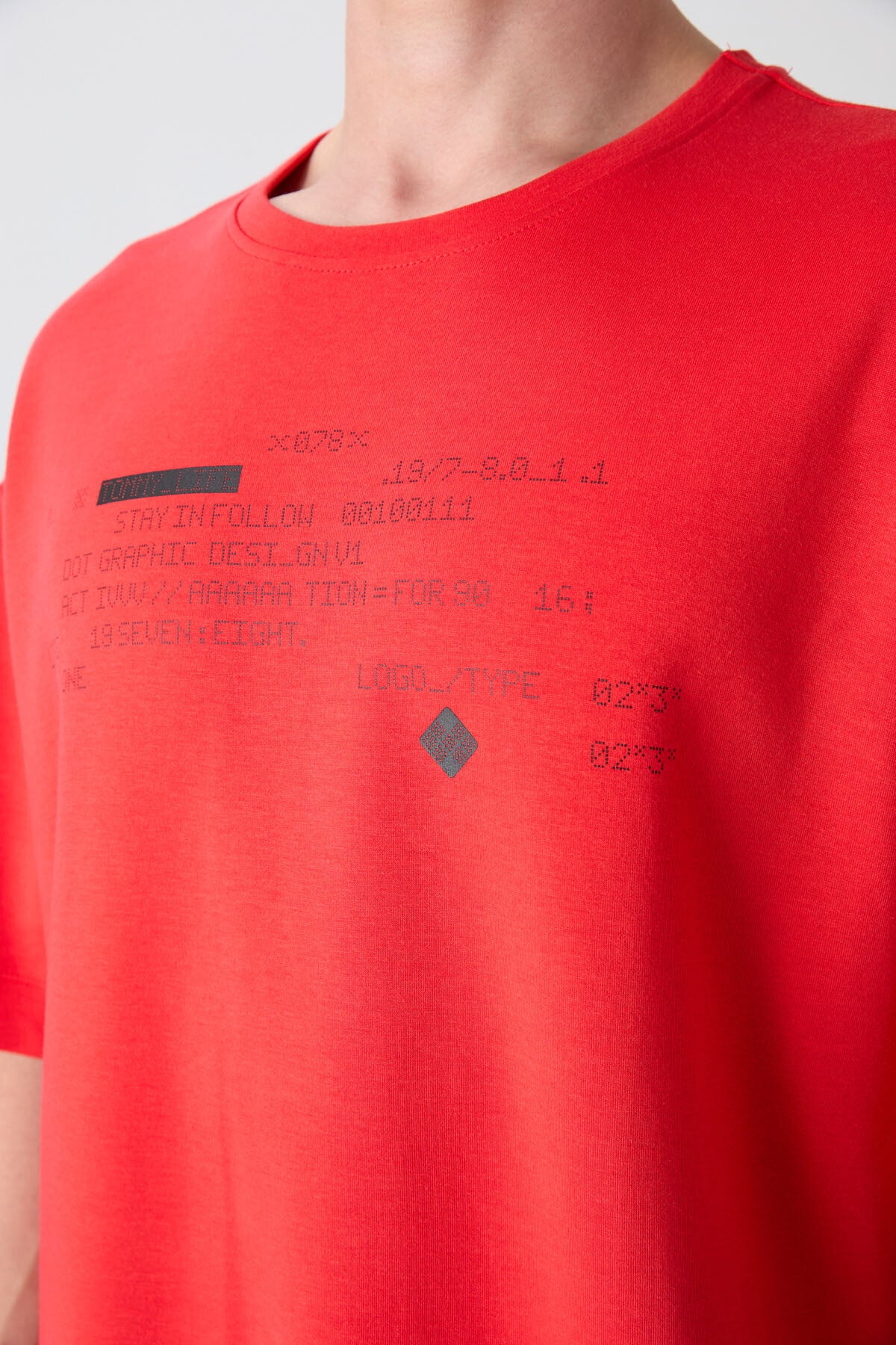 Image of Fiesta Pamuklu Kalın Yumuşak Dokulu Oversize Fit Baskılı Erkek T-Shirt - 88326