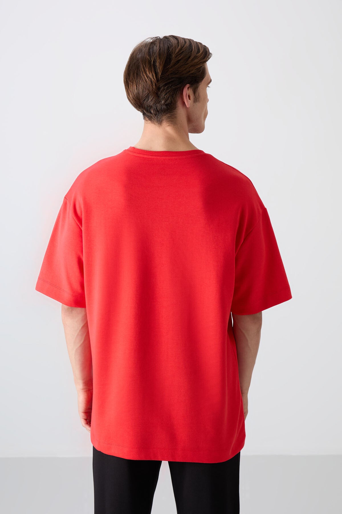 Image of Fiesta Pamuklu Kalın Yumuşak Dokulu Oversize Fit Baskılı Erkek T-Shirt - 88326