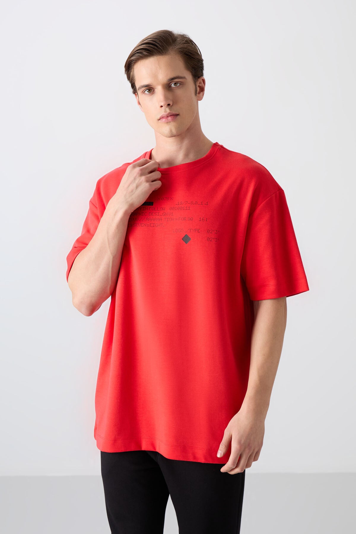 Image of Tricou bărbătesc Fiesta din bumbac gros, texturat, supradimensionat, imprimat - 88326
