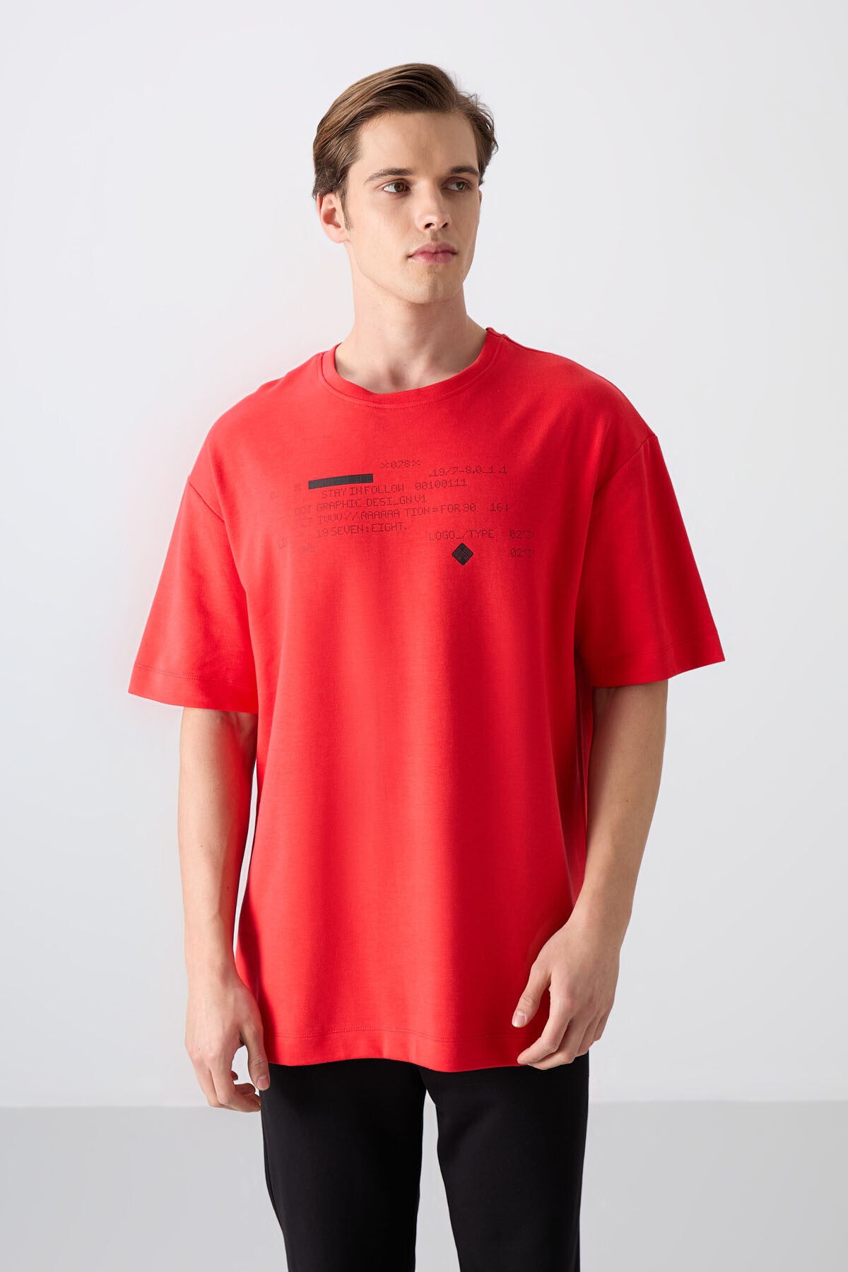 Image of Tricou bărbătesc Fiesta din bumbac gros, texturat, supradimensionat, imprimat - 88326