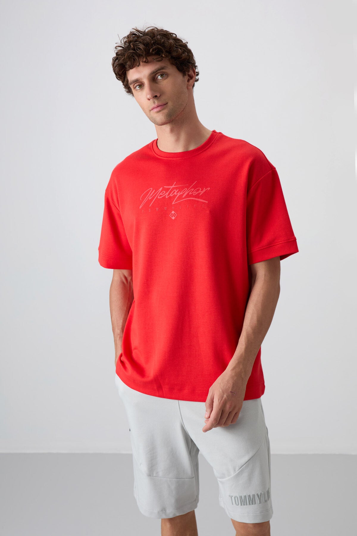 Image of Tricou bărbătesc Fiesta din bumbac gros, texturat, supradimensionat, imprimat - 88320