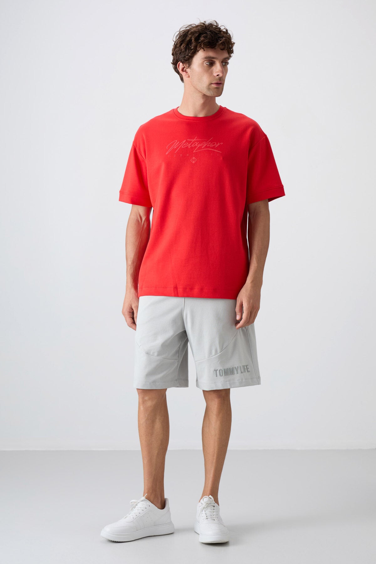 Image of Tricou bărbătesc Fiesta din bumbac gros, texturat, supradimensionat, imprimat - 88320