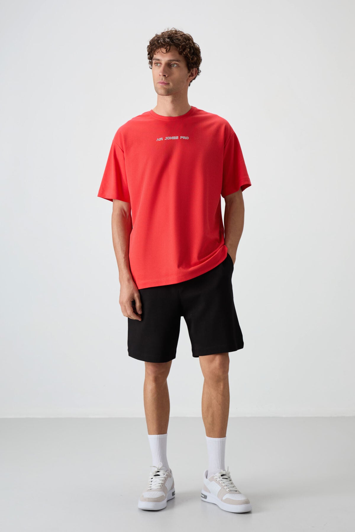 Image of Fiesta Pamuklu Kalın Yüzeyi Dokulu Oversize Fit  Baskılı Erkek T-Shirt - 88364
