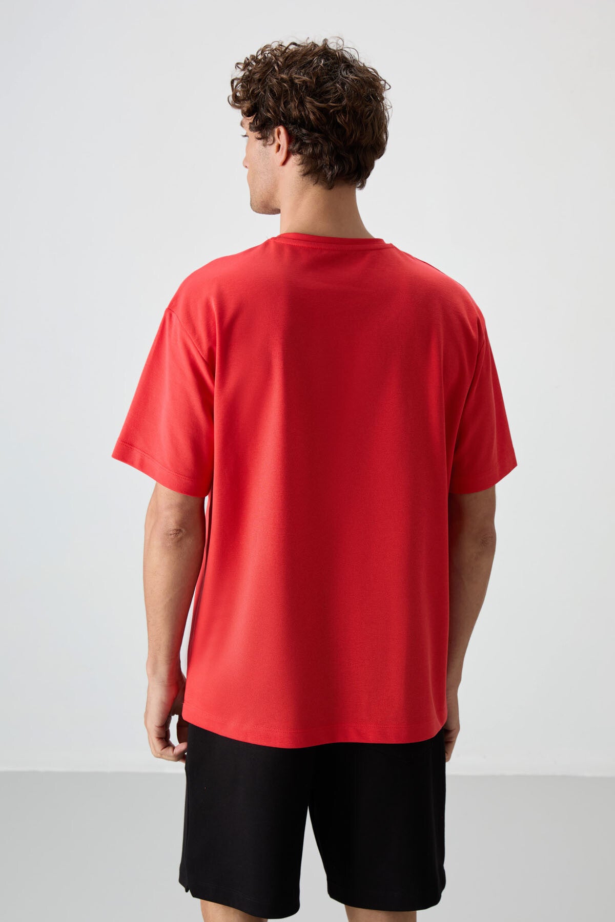 Image of Fiesta Pamuklu Kalın Yüzeyi Dokulu Oversize Fit  Baskılı Erkek T-Shirt - 88364