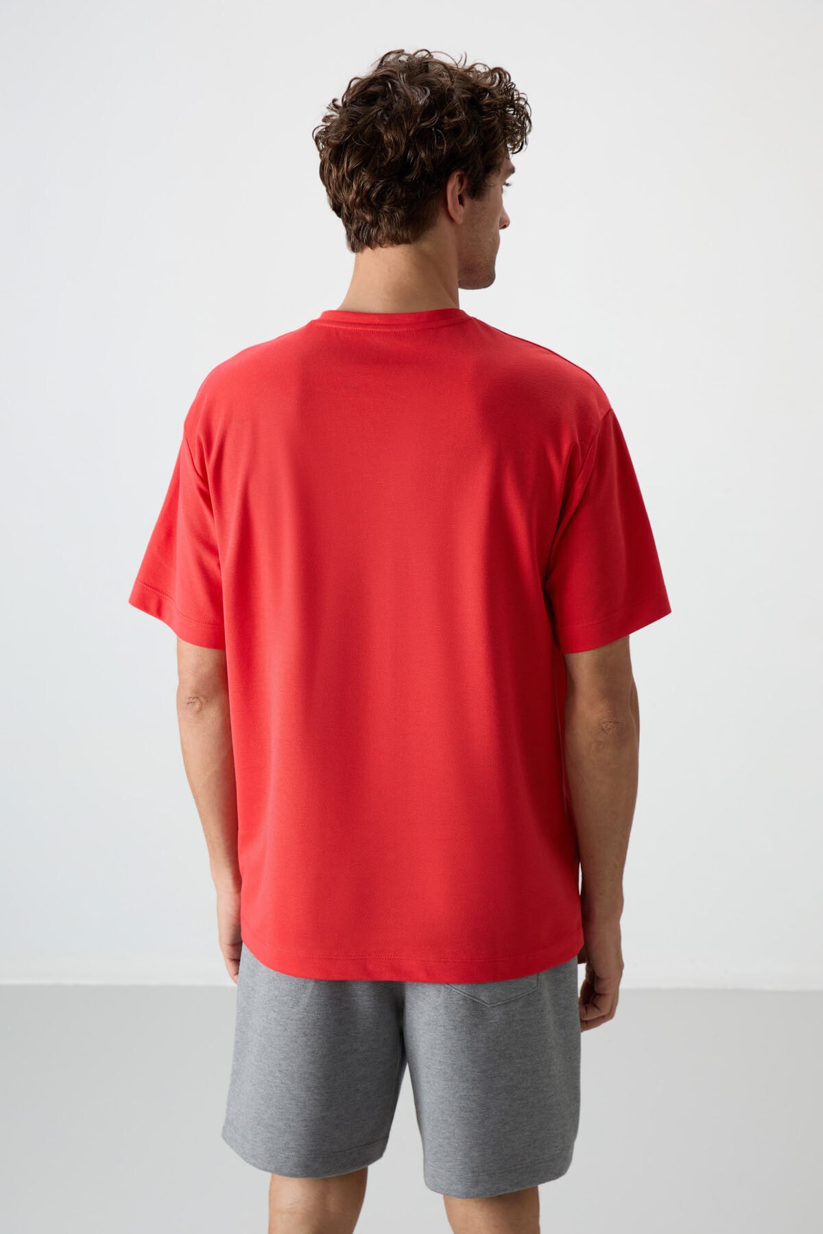 Image of Fiesta Pamuklu Kalın Yüzeyi Dokulu Oversize Fit  Baskılı Erkek T-Shirt - 88365