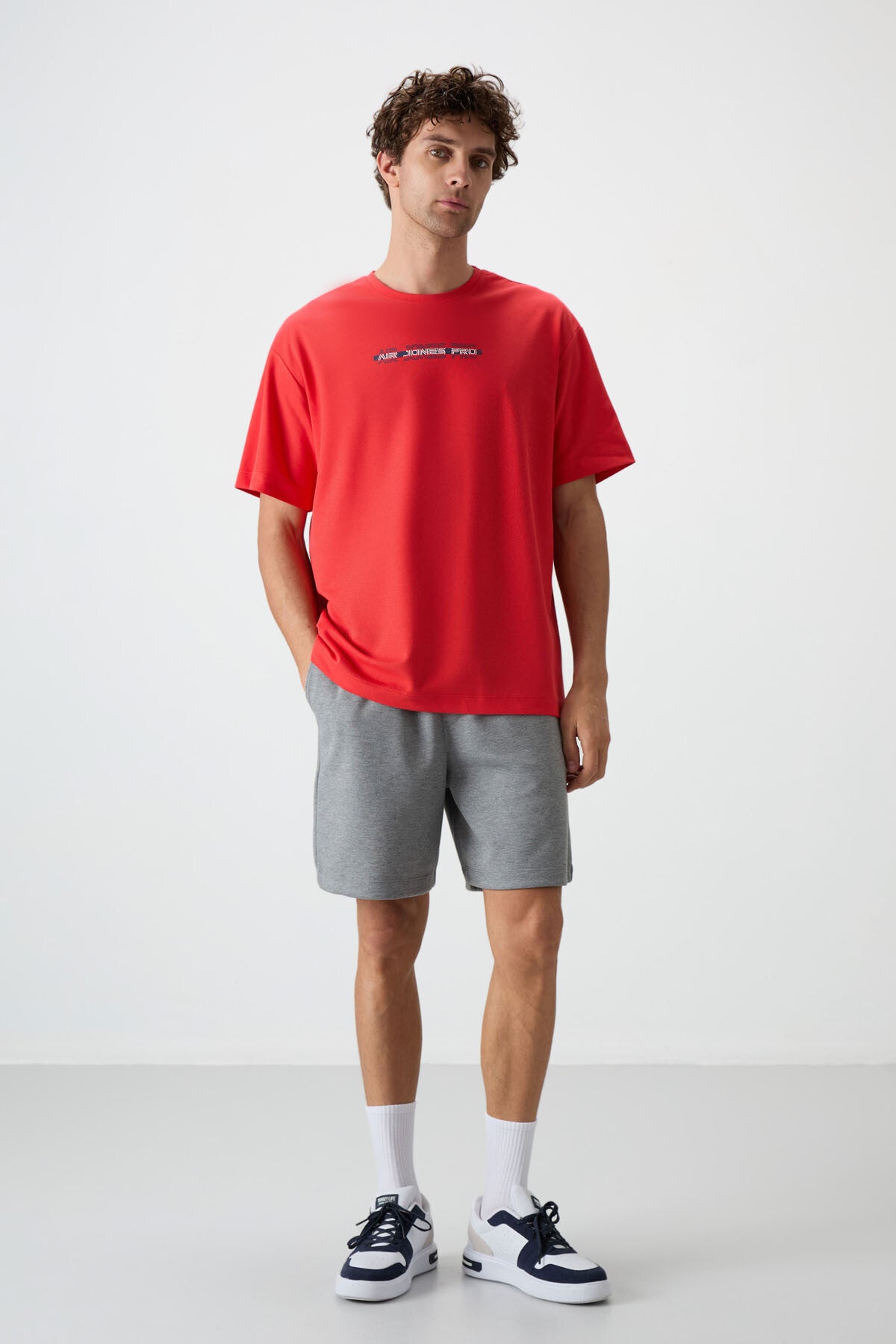 Image of Fiesta Pamuklu Kalın Yüzeyi Dokulu Oversize Fit  Baskılı Erkek T-Shirt - 88365