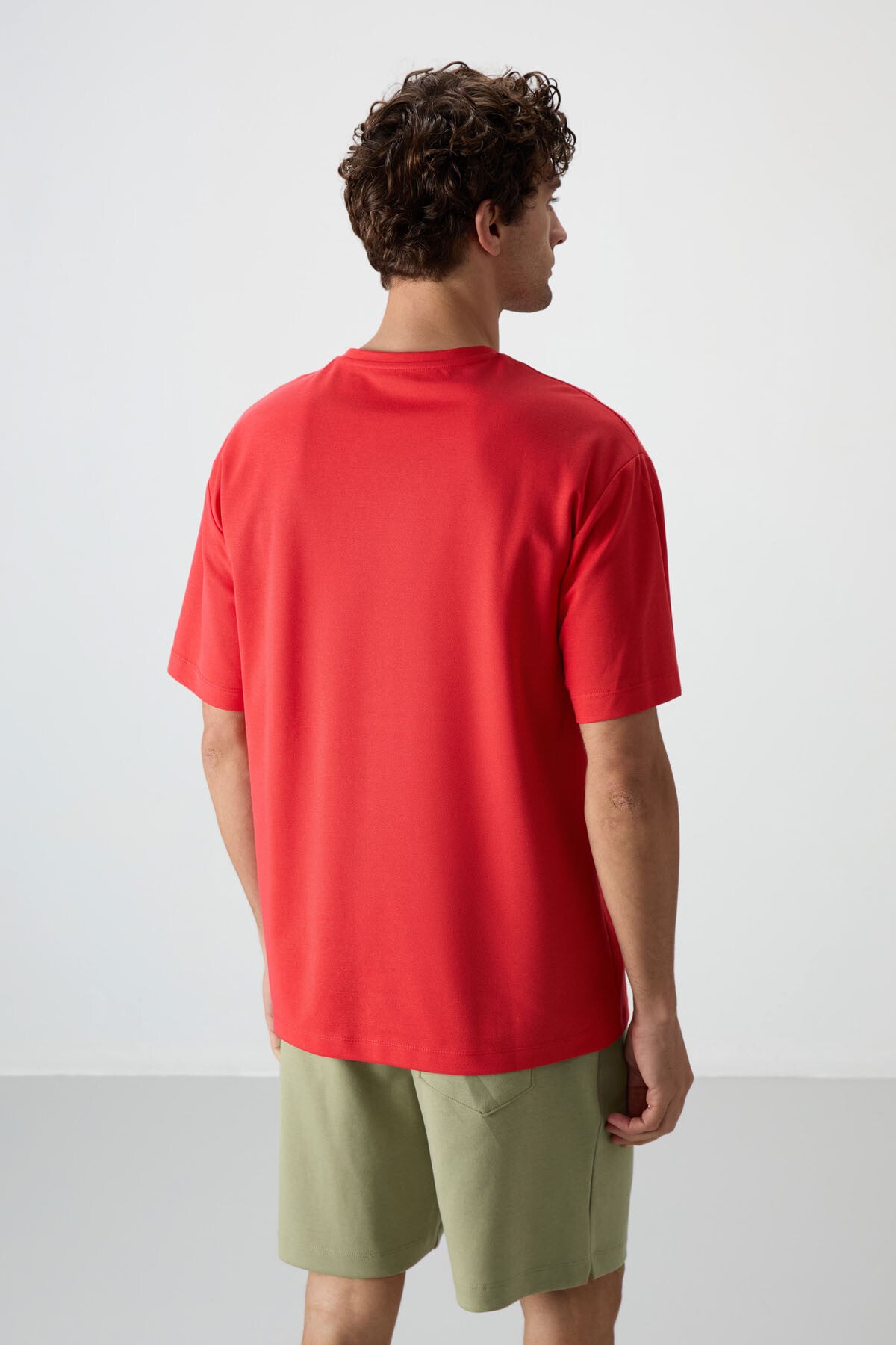 Image of Fiesta Pamuklu Kalın Yüzeyi Dokulu Oversize Fit  Baskılı Erkek T-Shirt - 88366