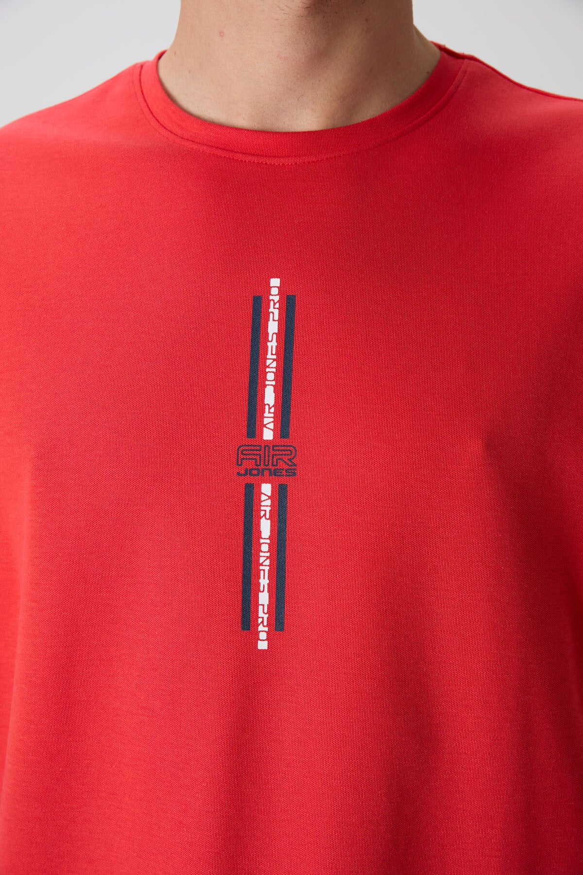 Image of Fiesta Pamuklu Kalın Yüzeyi Dokulu Oversize Fit  Baskılı Erkek T-Shirt - 88366