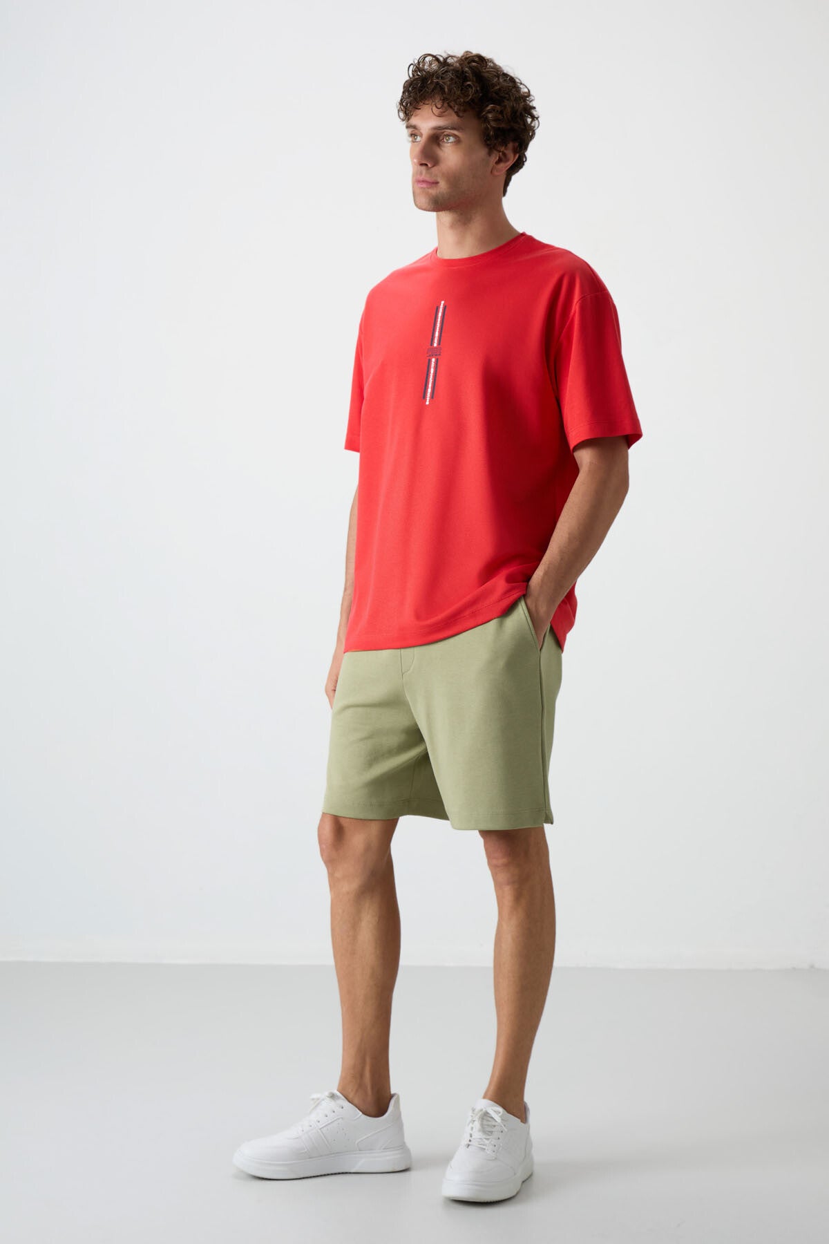 Image of Fiesta Pamuklu Kalın Yüzeyi Dokulu Oversize Fit  Baskılı Erkek T-Shirt - 88366