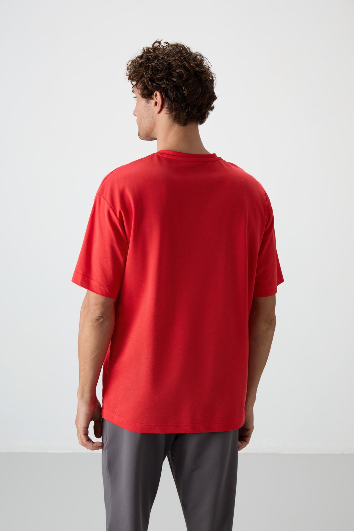 Image of Fiesta Pamuklu Kalın Yüzeyi Dokulu Oversize Fit  Baskılı Erkek T-Shirt - 88370