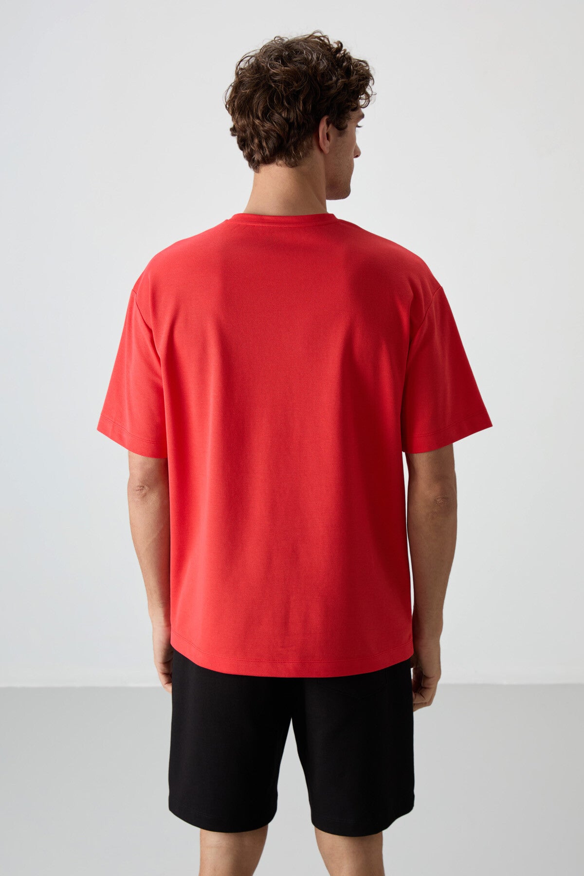Image of Fiesta Pamuklu Kalın Yüzeyi Dokulu Oversize Fit  Baskılı Erkek T-Shirt - 88371
