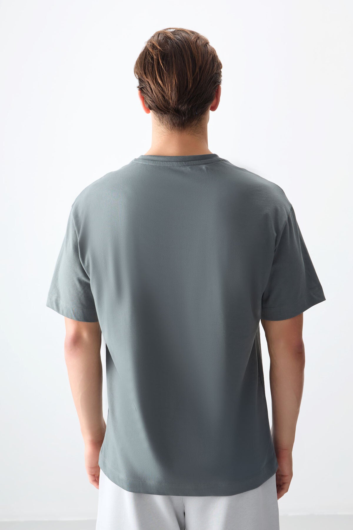 Image of Haki %100 Pamuk Kalın Yumuşak Dokulu Oversize Fit Basic Erkek T-Shirt - 88353