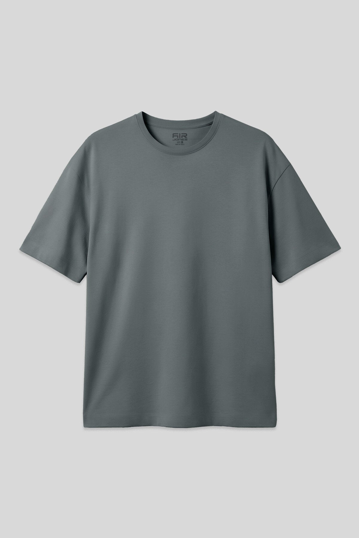 Image of Haki Pamuklu Kalın Yumuşak Dokulu Oversize Fit Basic Erkek T-Shirt - 88377