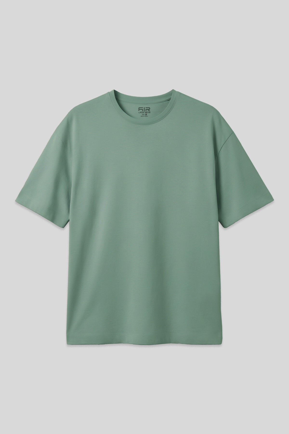 Image of Açık Yeşil %100 Pamuk Kalın Yumuşak Dokulu Oversize Fit Basic Erkek T-Shirt - 88353