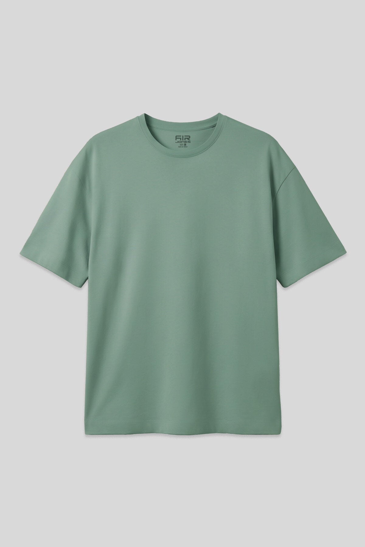 Image of Açık Yeşil Pamuklu Kalın Yumuşak Dokulu Oversize Fit Basic Erkek T-Shirt - 88377