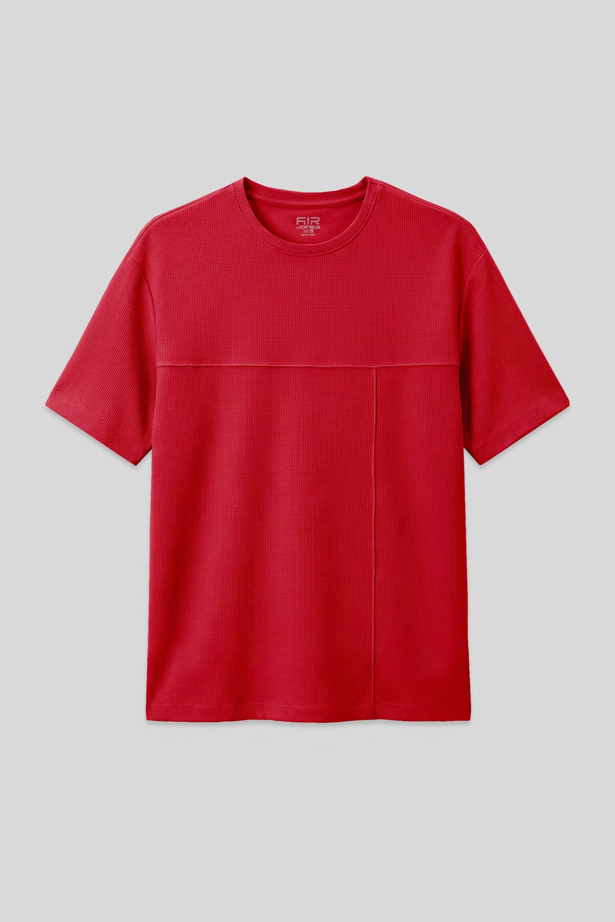 Image of Kırmızı Waffle İnterlok Yüzeyi Dokulu Oversize Fit Basic Erkek T-Shirt - 88380