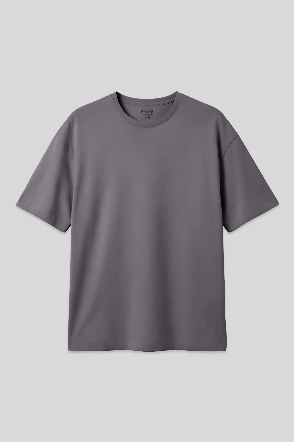 Image of Koyu Gri Pamuklu Kalın Yumuşak Dokulu Oversize Fit Basic Erkek T-Shirt - 88377
