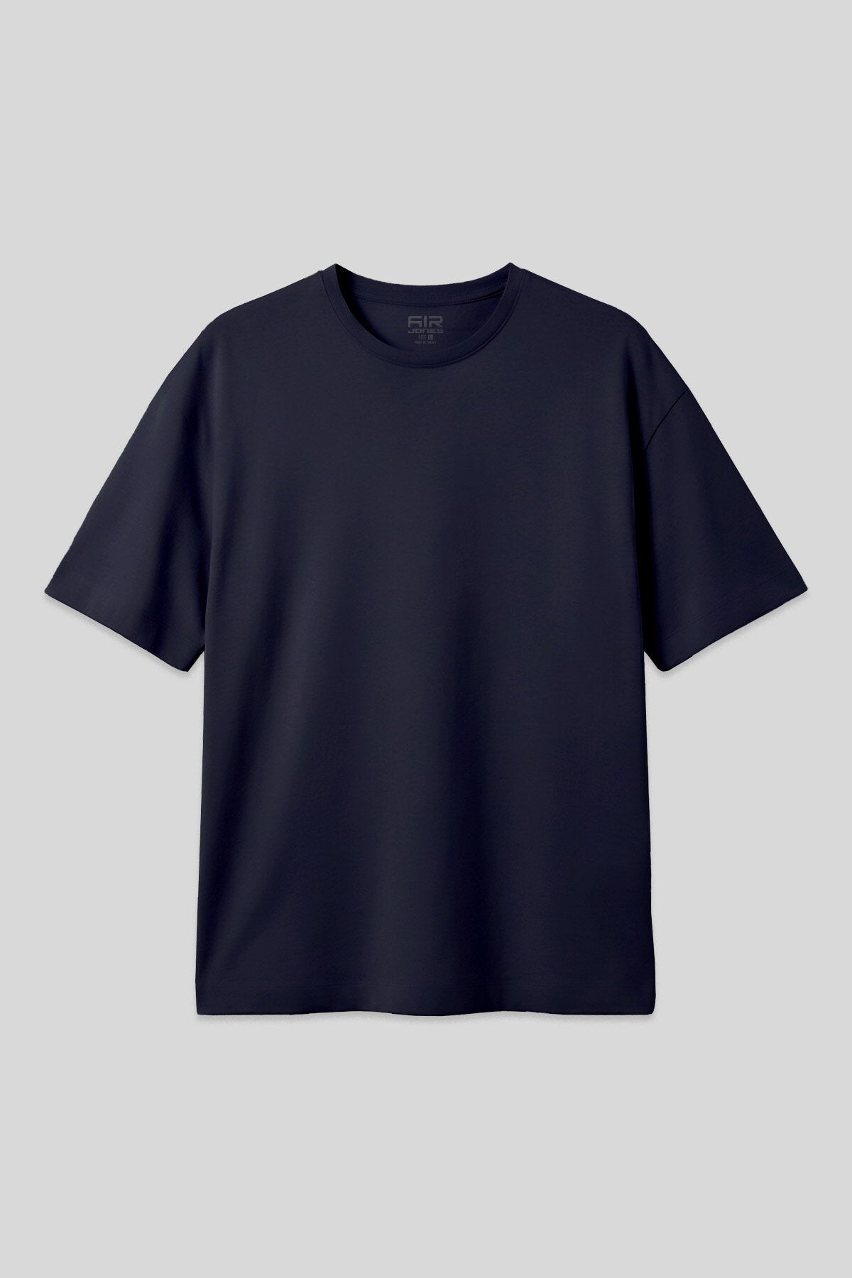 Image of Lacivert %100 Pamuk Kalın Yumuşak Dokulu Oversize Fit Basic Erkek T-Shirt - 88353