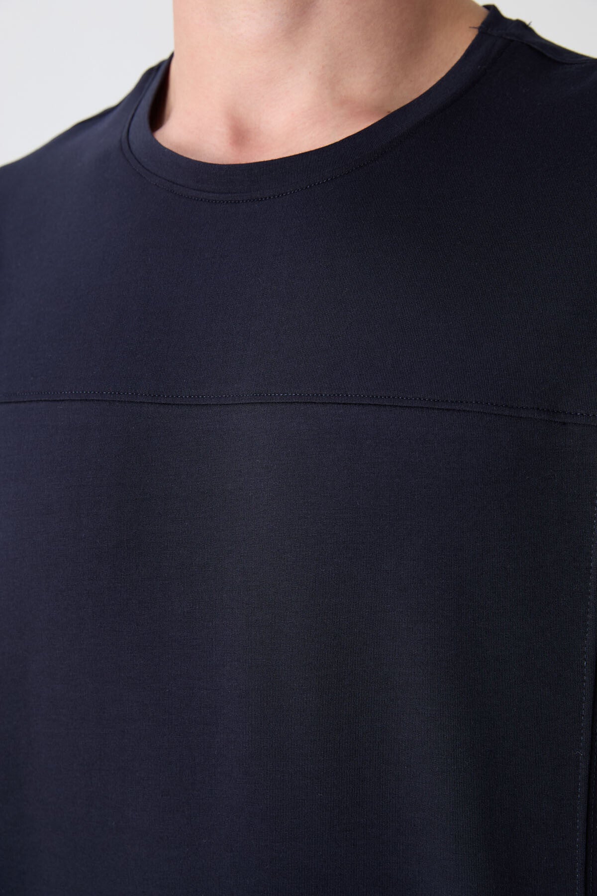 Image of Lacivert Pamuklu Kalın Yumuşak Dokulu Oversize Fit Basic Erkek T-Shirt - 88349