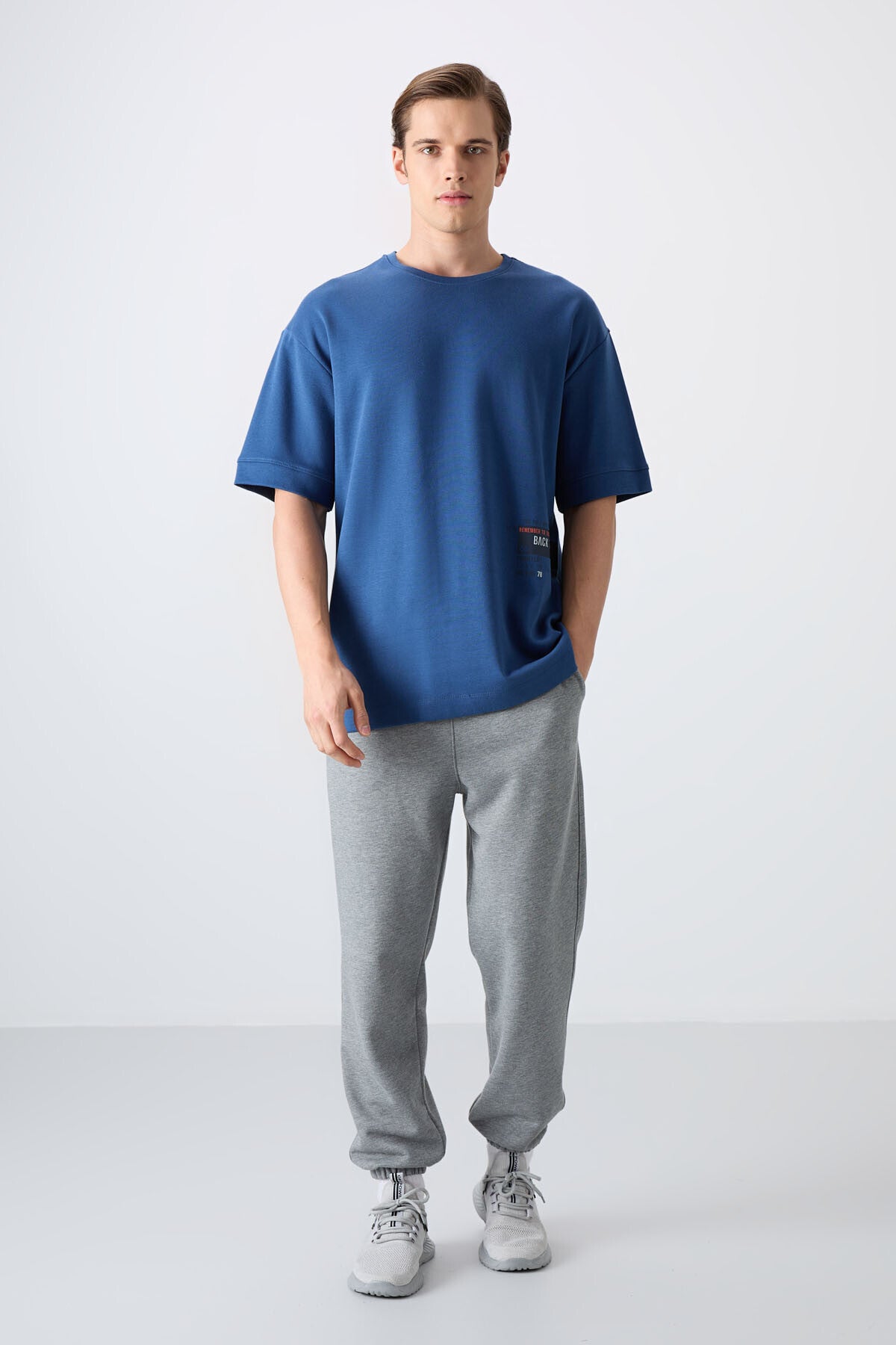 Image of Parlament Pamuklu Kalın Yumuşak Dokulu Oversize Fit Baskılı Erkek T-Shirt - 88322