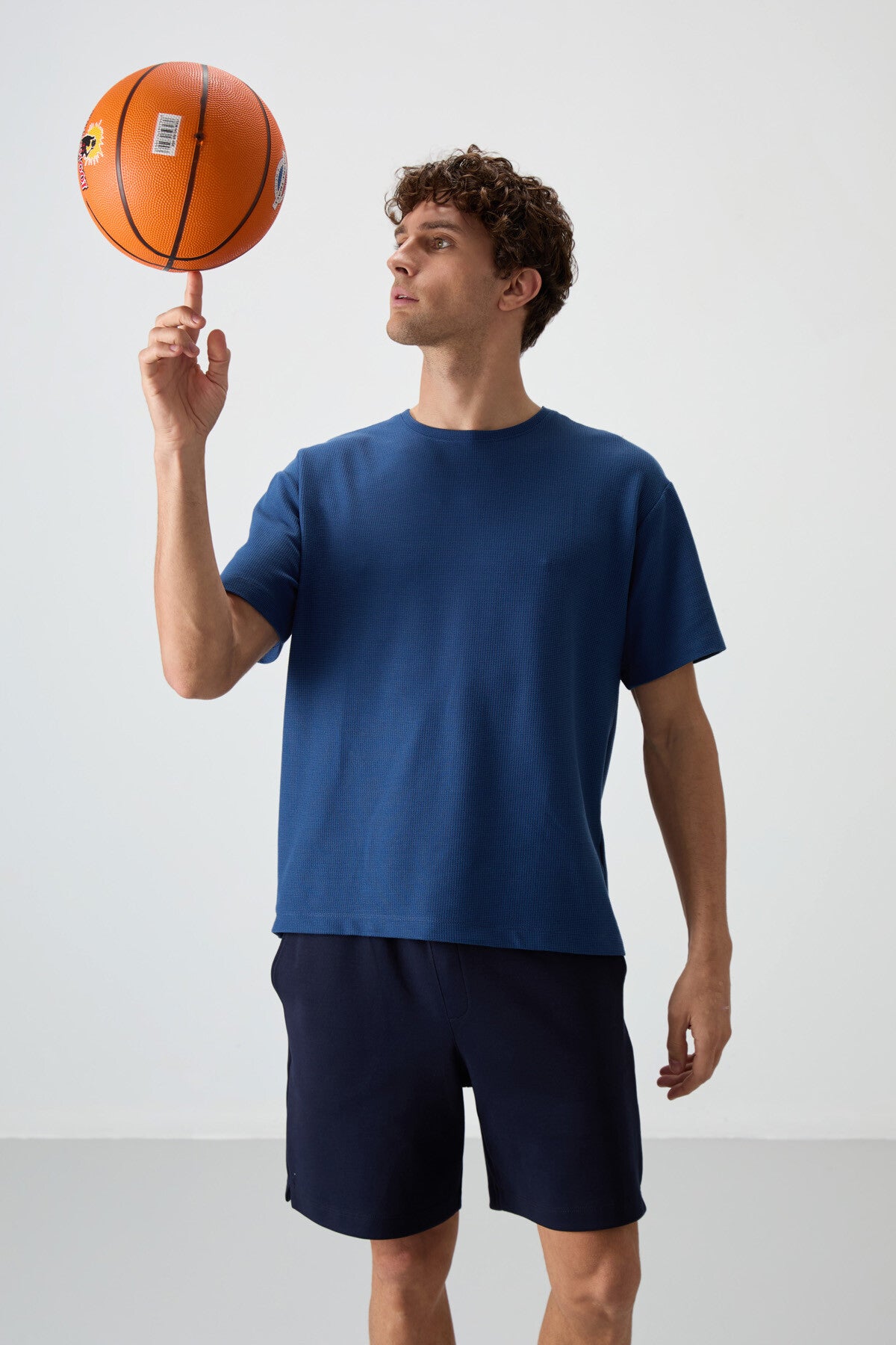 Image of Parlament Waffle İnterlok Yüzeyi Dokulu Oversize Fit Basic Erkek T-Shirt - 88379