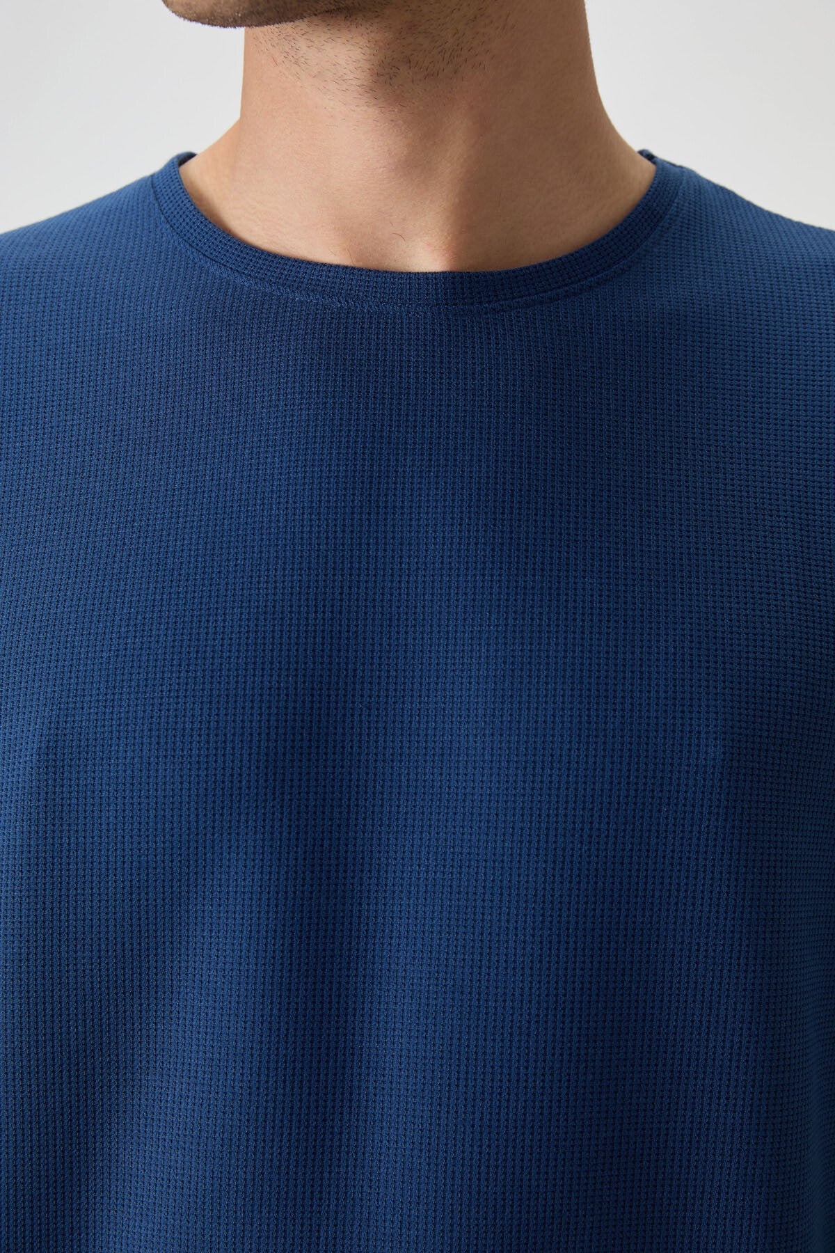 Image of Parlament Waffle İnterlok Yüzeyi Dokulu Oversize Fit Basic Erkek T-Shirt - 88379