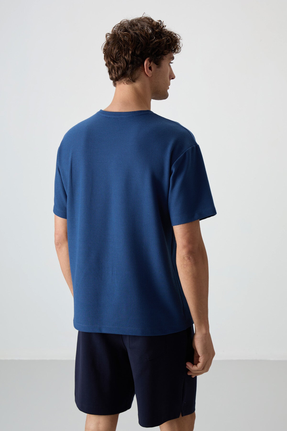 Image of Parlament Waffle İnterlok Yüzeyi Dokulu Oversize Fit Basic Erkek T-Shirt - 88379