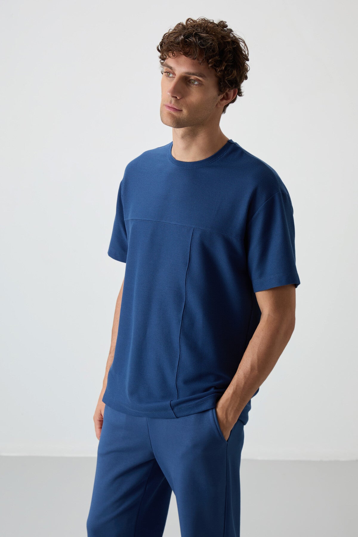 Image of Tricou bărbătesc Parliament Waffle Interlock texturat, croială supradimensionată, de bază - 88380