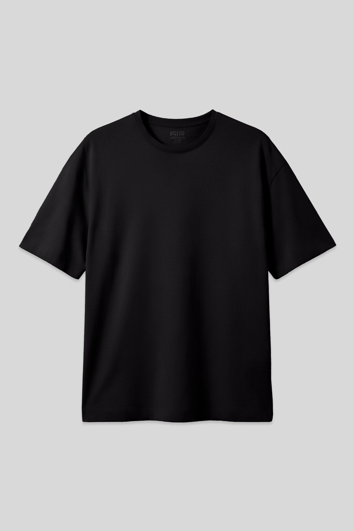 Image of Tricou bărbătesc negru din bumbac gros, texturat, croială supradimensionată, de bază - 88377