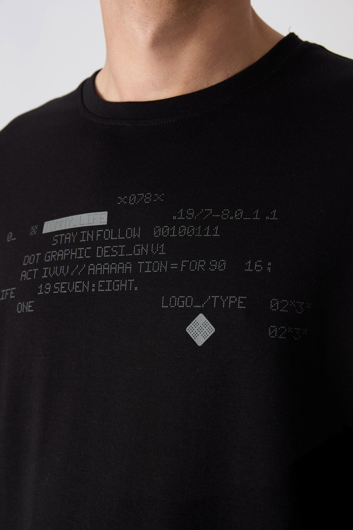 Image of Siyah Pamuklu Kalın Yumuşak Dokulu Oversize Fit Baskılı Erkek T-Shirt - 88326