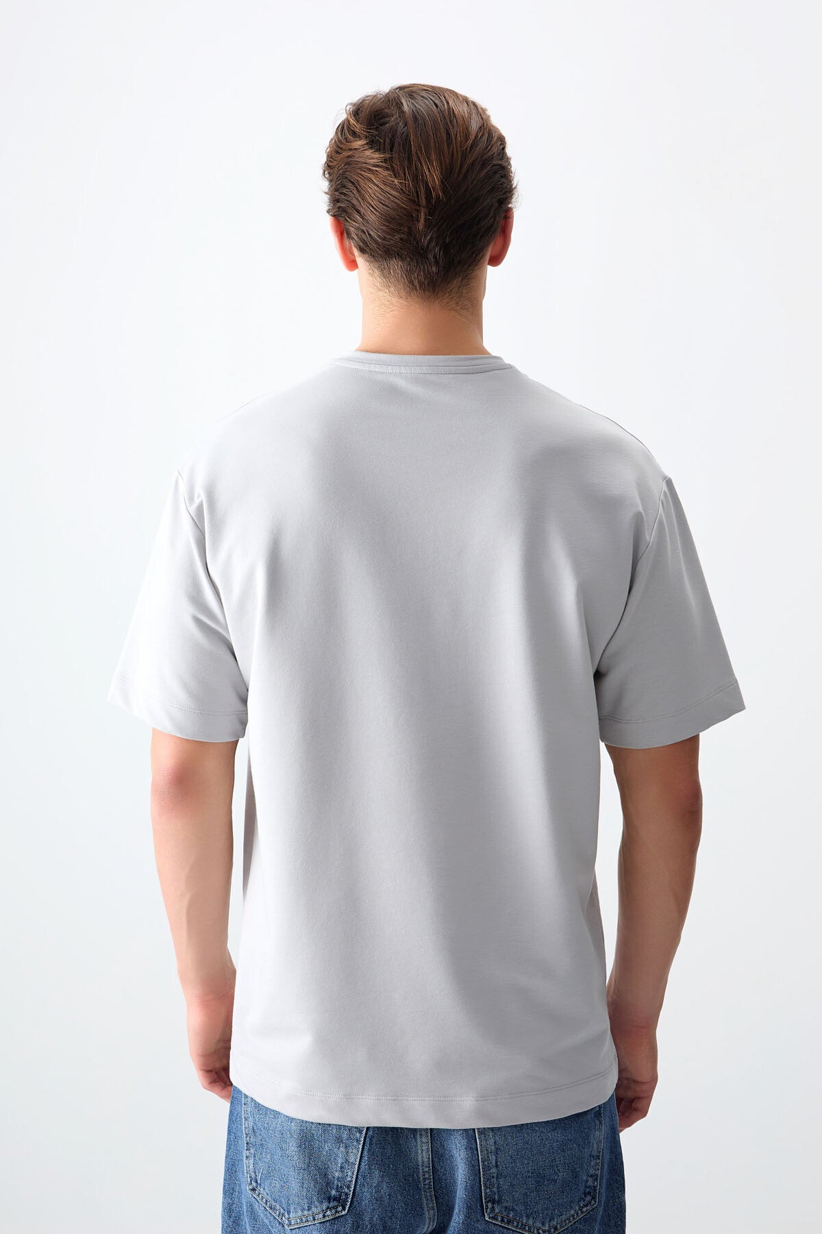 Image of Taş Pamuklu Kalın Yumuşak Dokulu Oversize Fit Basic Erkek T-Shirt - 88377