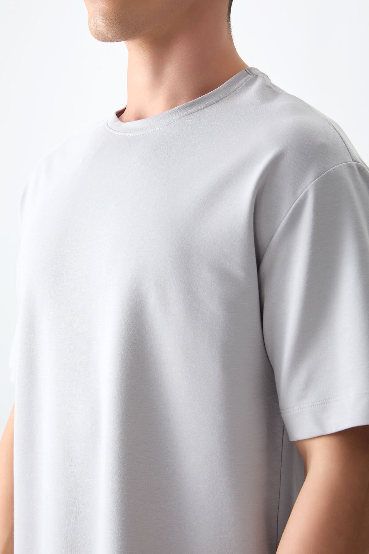 Image of Taş Pamuklu Kalın Yumuşak Dokulu Oversize Fit Basic Erkek T-Shirt - 88377