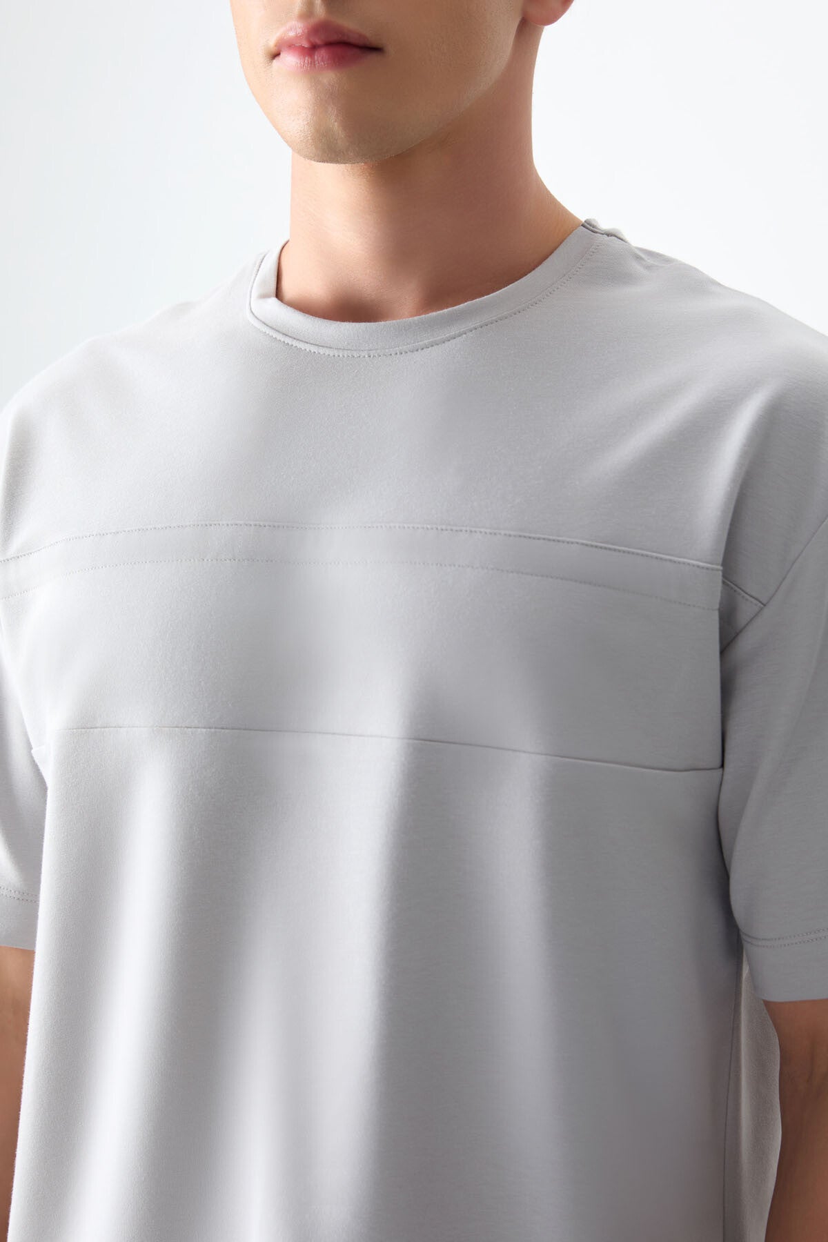 Image of Taş Pamuklu Kalın Yumuşak Dokulu Oversize Fit Basic Erkek T-Shirt - 88378