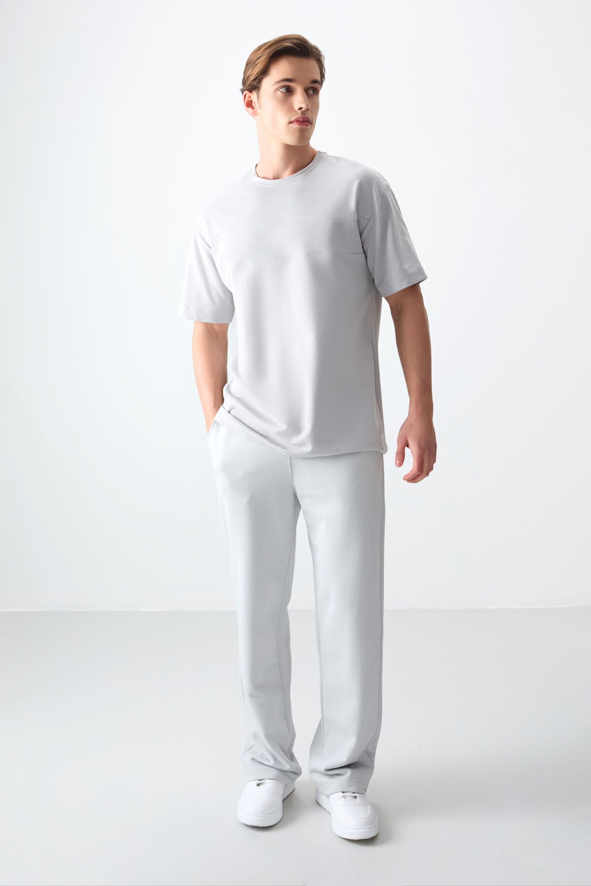 Image of Taş Pamuklu Kalın Yumuşak Dokulu Oversize Fit Basic Erkek T-Shirt - 88378
