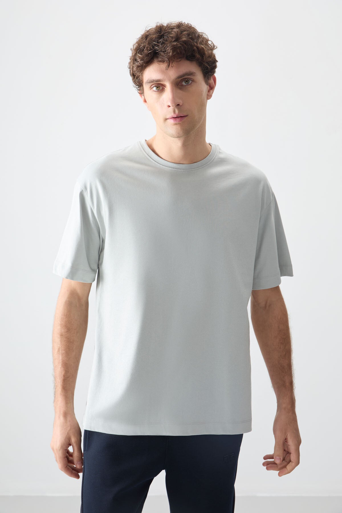 Image of Taş %100 Pamuk Kalın Yumuşak Dokulu Oversize Fit Basic Erkek T-Shirt - 88353