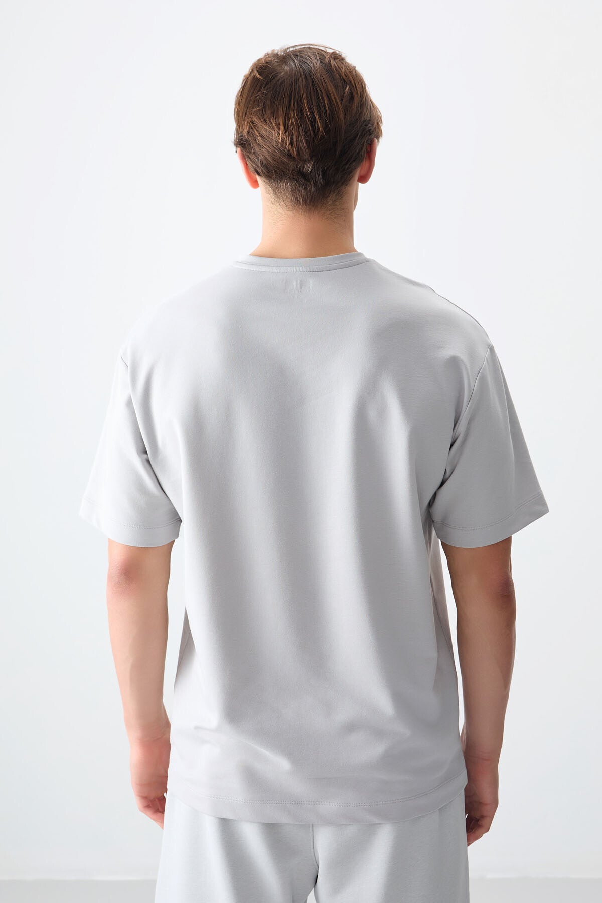Image of Taş Pamuklu Kalın Yumuşak Dokulu Oversize Fit Baskılı Erkek T-Shirt - 88373