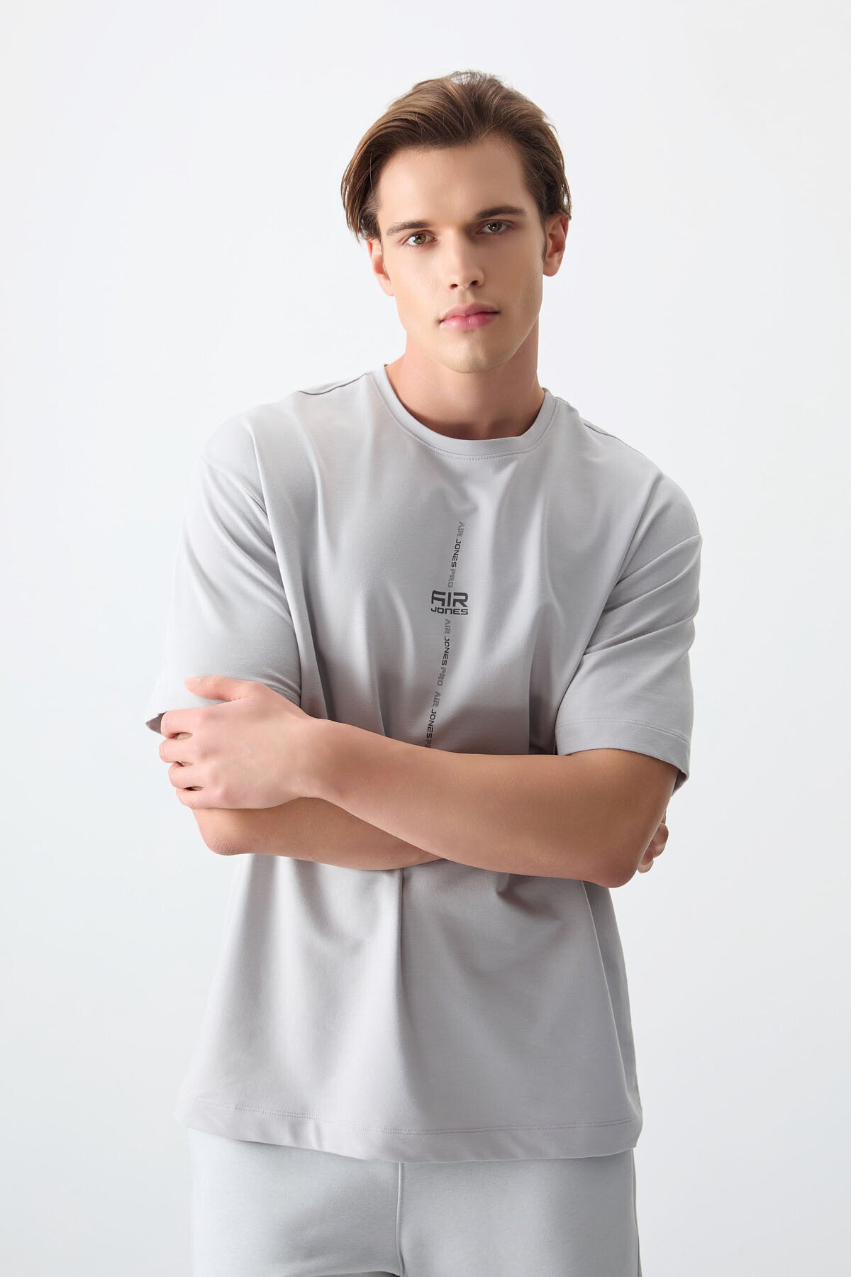 Image of Taş Pamuklu Kalın Yumuşak Dokulu Oversize Fit Baskılı Erkek T-Shirt - 88373