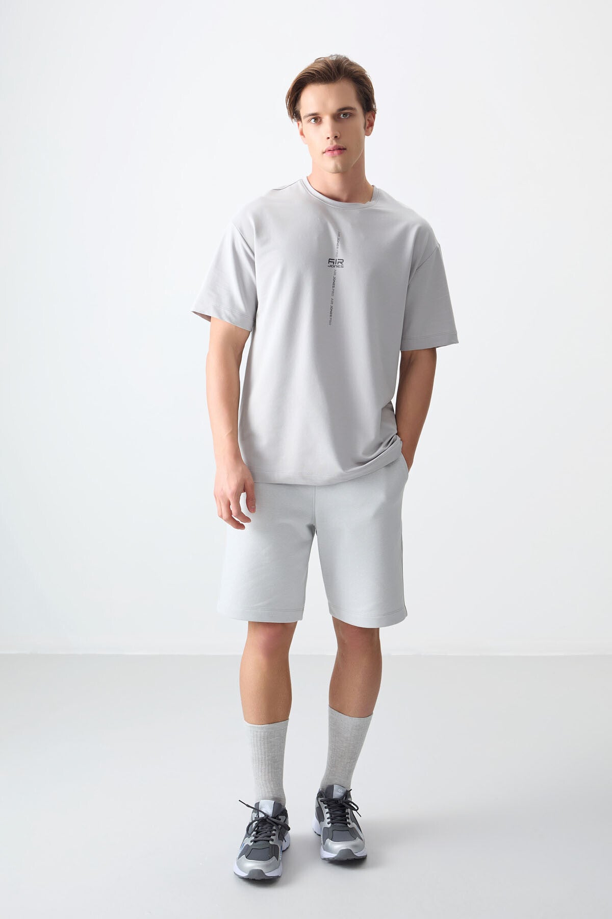 Image of Taş Pamuklu Kalın Yumuşak Dokulu Oversize Fit Baskılı Erkek T-Shirt - 88373