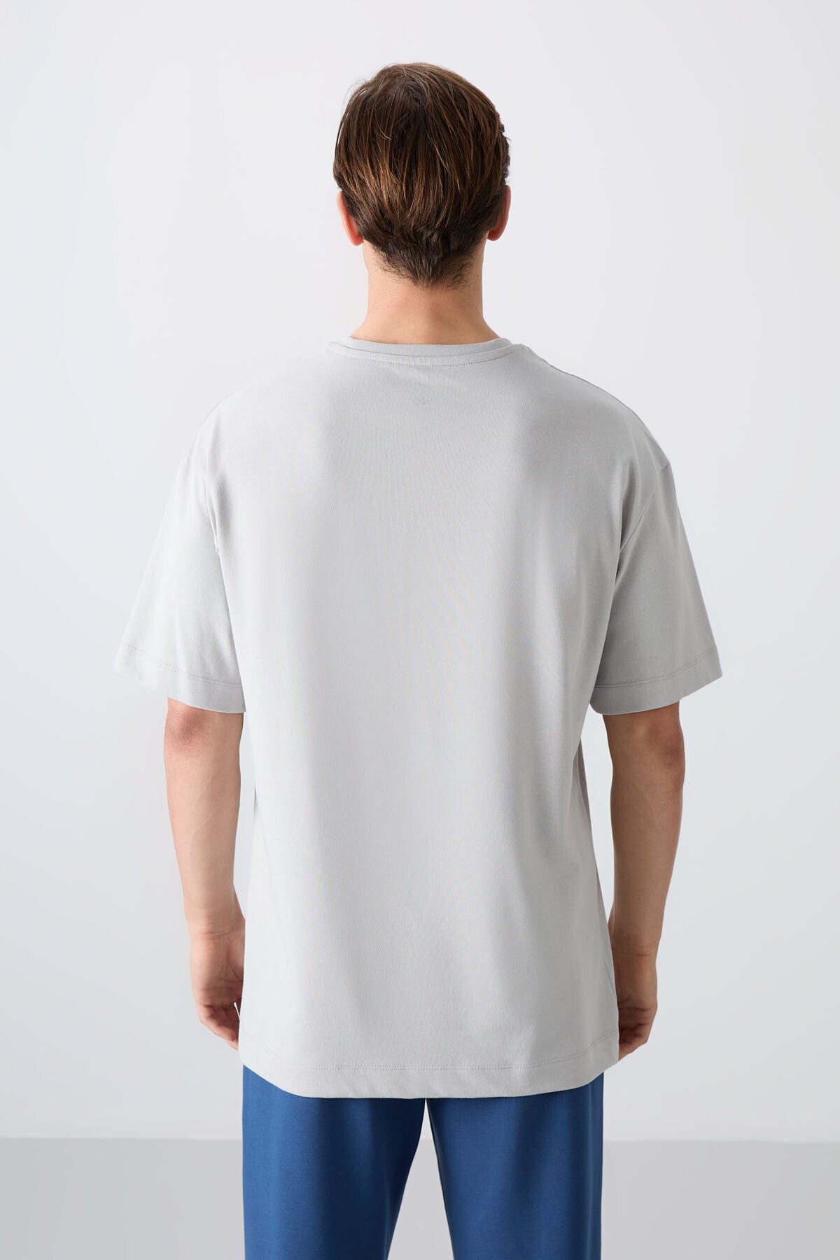 Image of Taş Pamuklu Kalın Yumuşak Dokulu Oversize Fit Baskılı Erkek T-Shirt - 88334