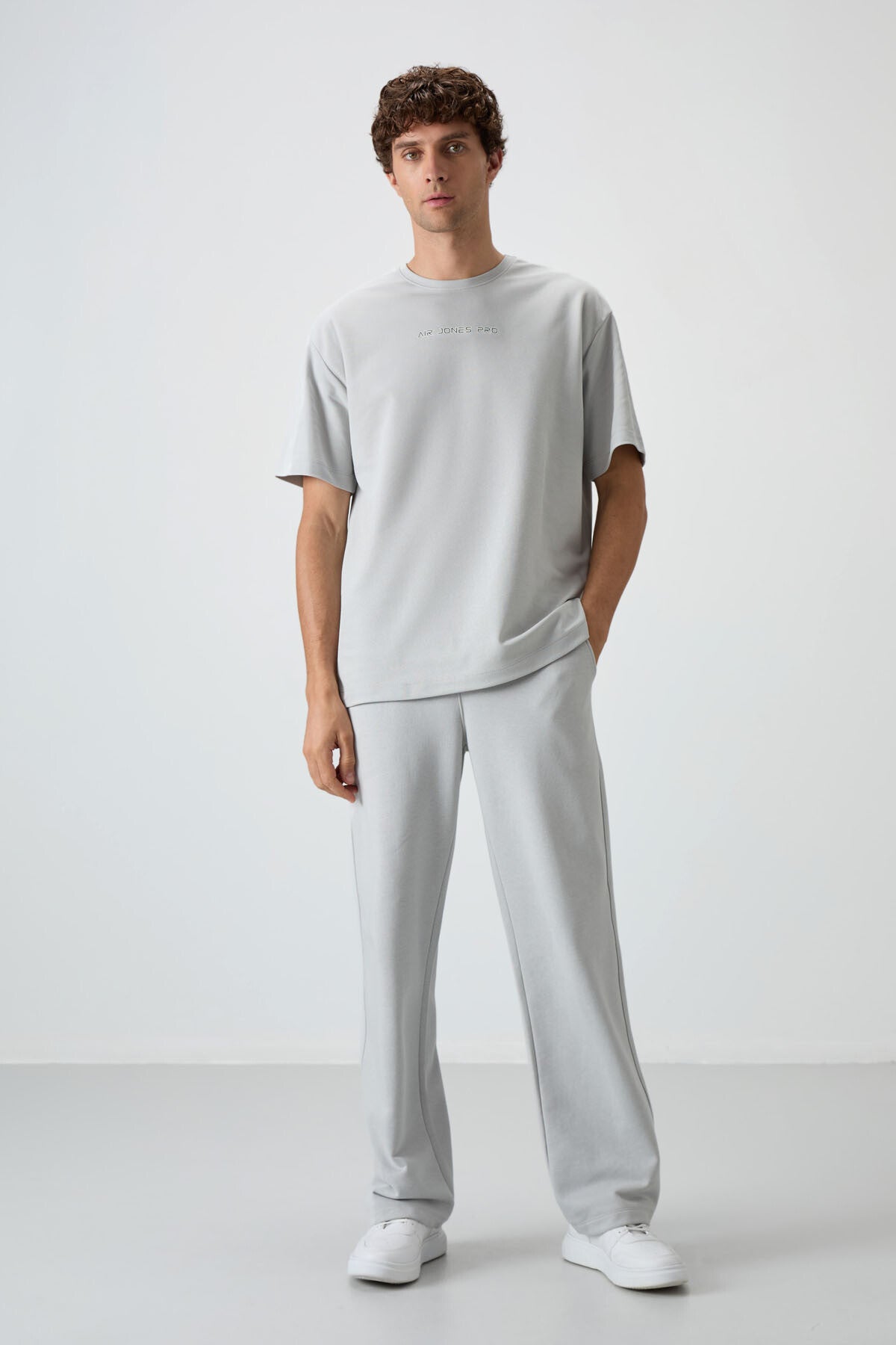 Image of Taş Pamuklu Kalın Yüzeyi Dokulu Oversize Fit  Baskılı Erkek T-Shirt - 88364