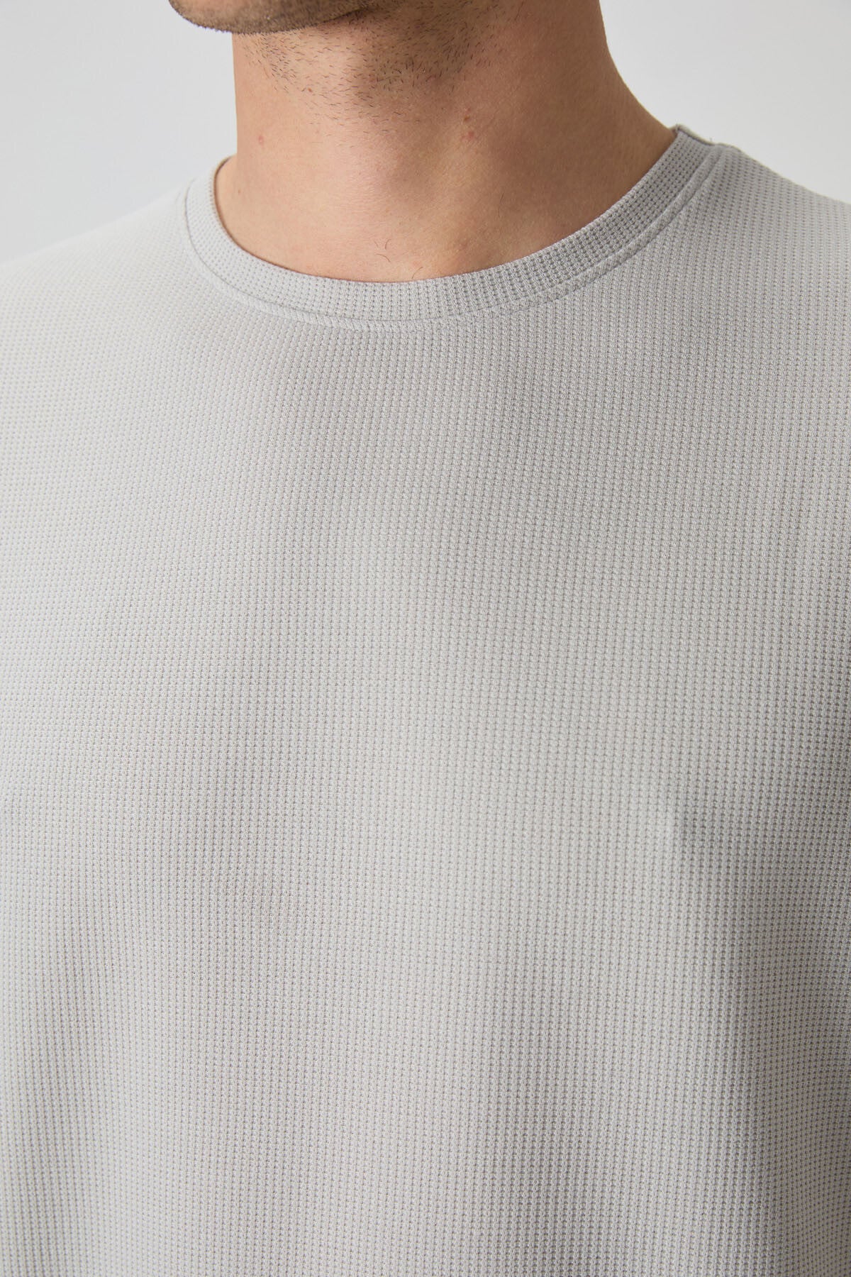 Image of Taş Waffle İnterlok Yüzeyi Dokulu Oversize Fit Basic Erkek T-Shirt - 88379