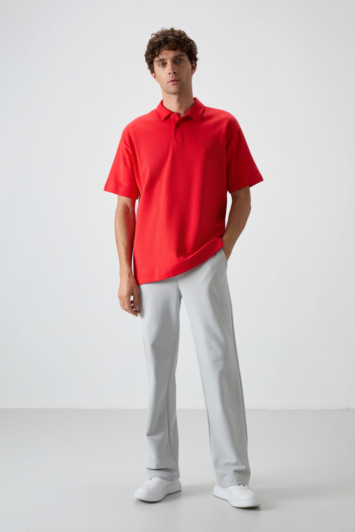 Image of Fiesta Pamuklu Kalın Yumuşak Dokulu Oversize Fit Basic Polo Yaka Erkek T-Shirt - 88327