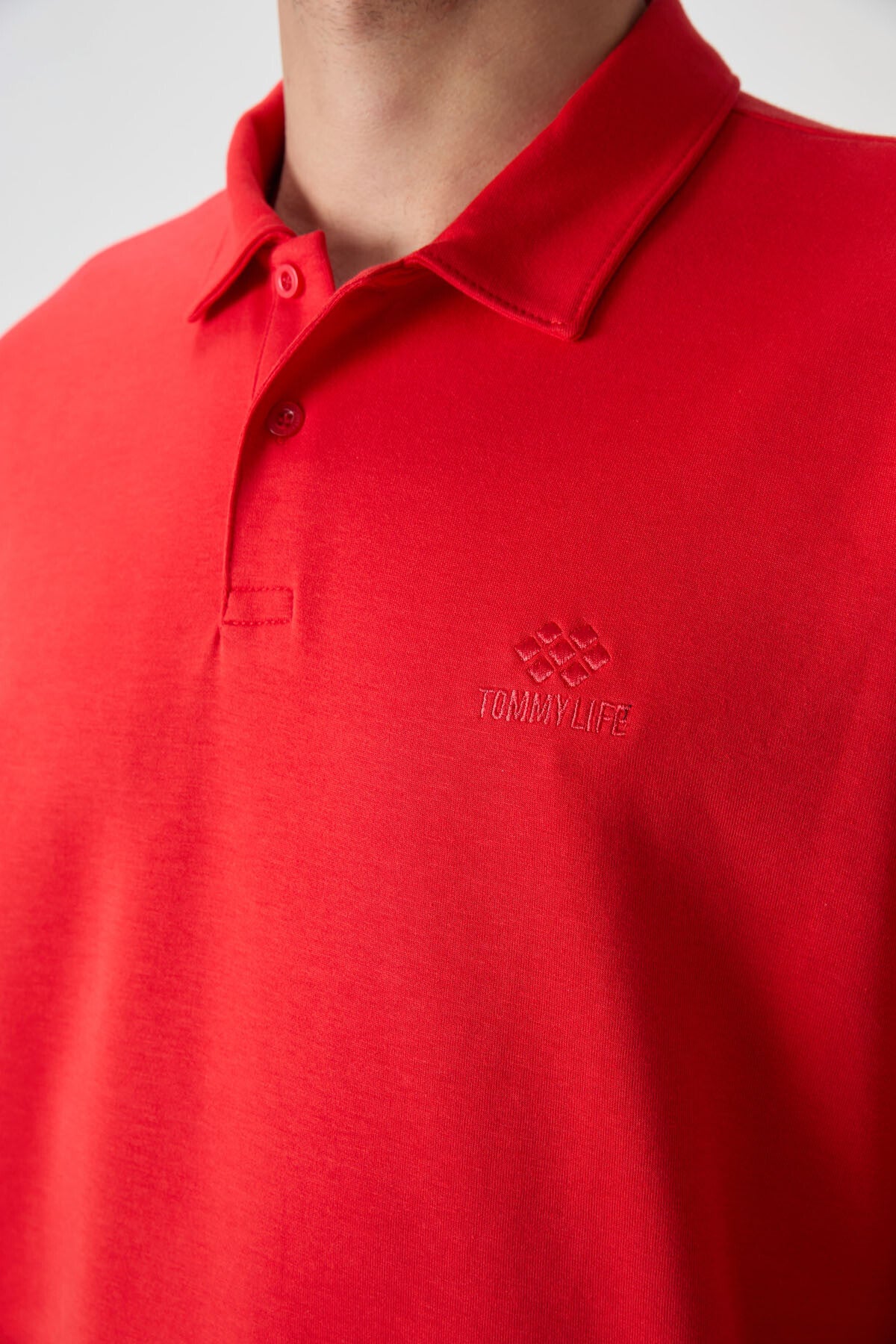 Image of Fiesta Pamuklu Kalın Yumuşak Dokulu Oversize Fit Basic Polo Yaka Erkek T-Shirt - 88327