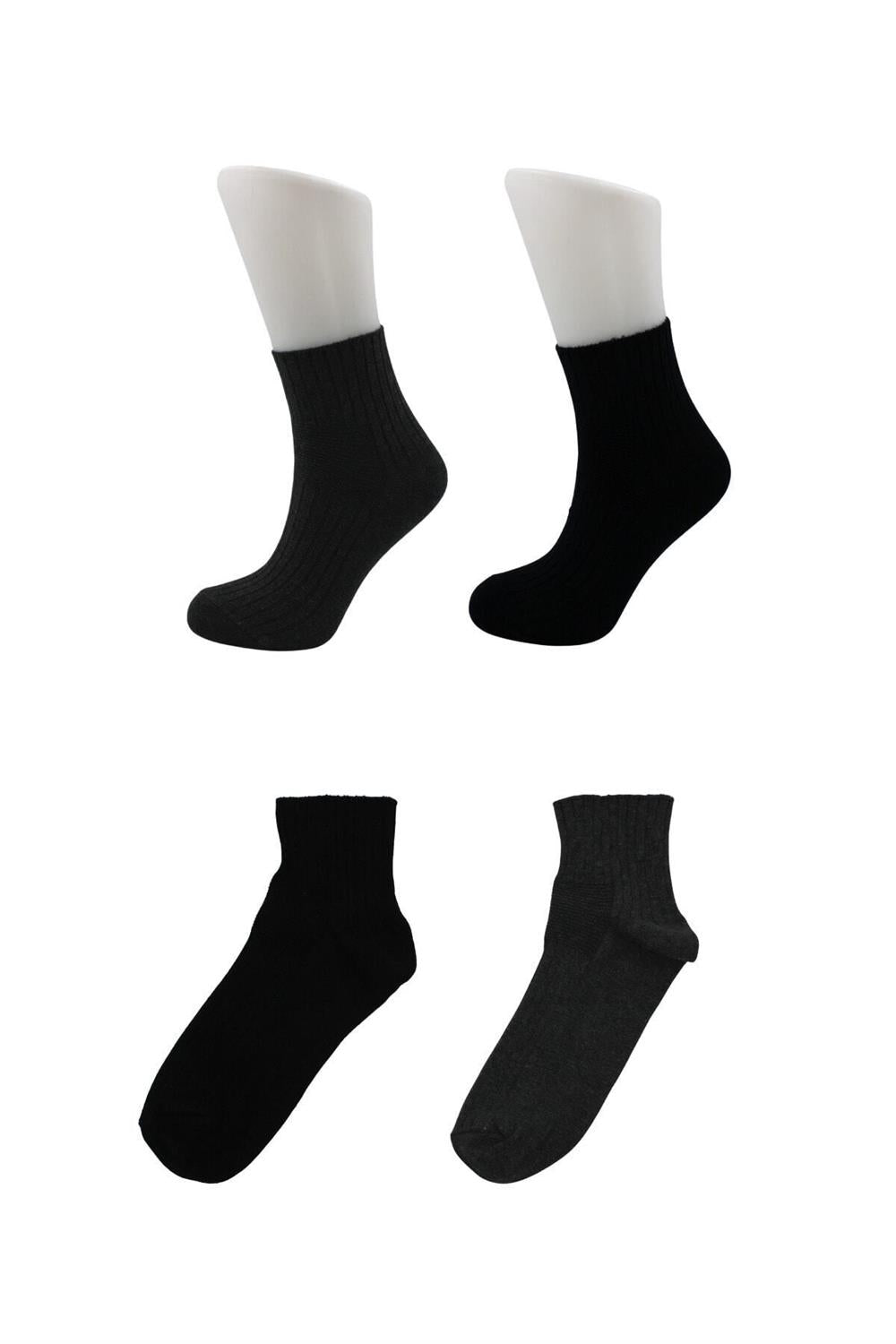 Image of Erkek Pamuklu Diyabetik Çorabı Yarım Konç Tenis Sıkmayan Çorap Çok Renkli 4'Lü Paket