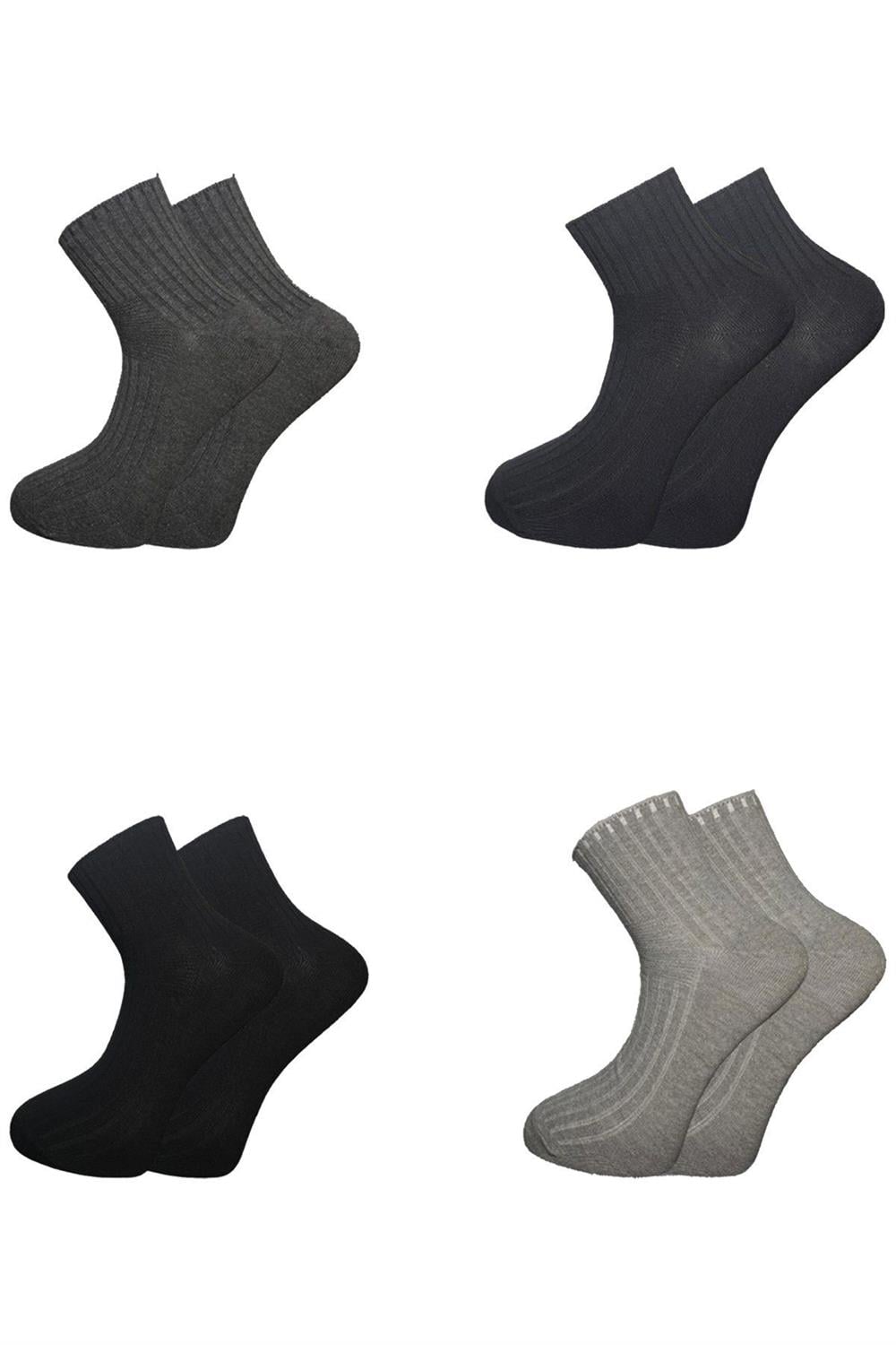 Image of Erkek Pamuklu Diyabetik Çorabı Yarım Konç Tenis Sıkmayan Çorap Çok Renkli 4'Lü Paket