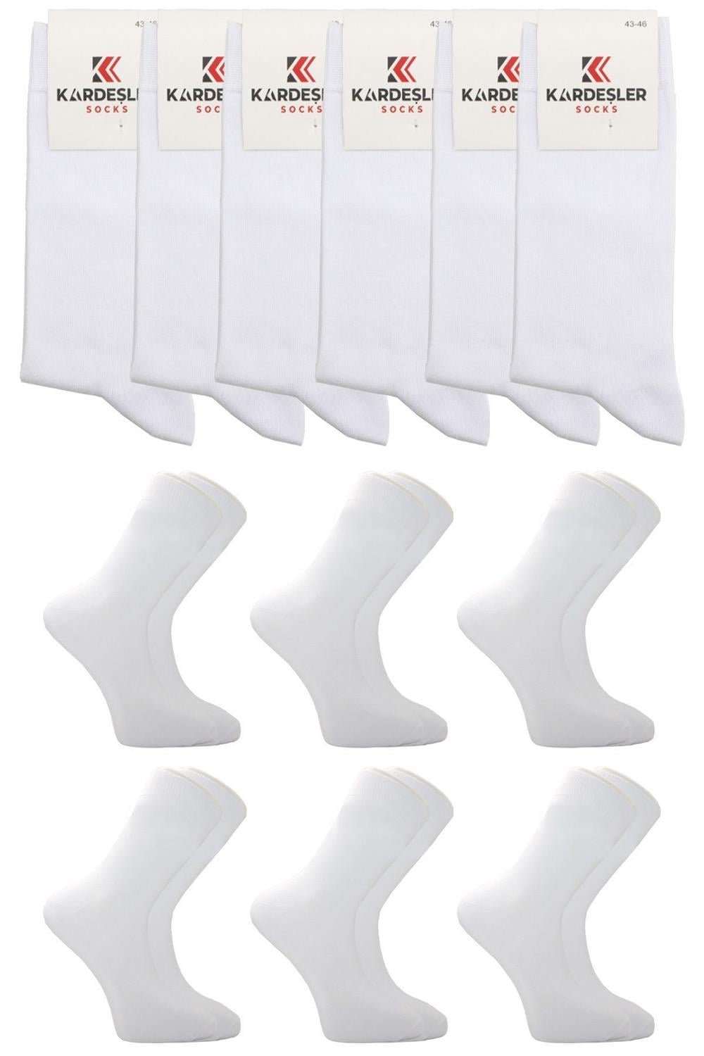 Image of Erkek Pamuklu Soket Uzun Çorap Beyaz 6'Lı Paket