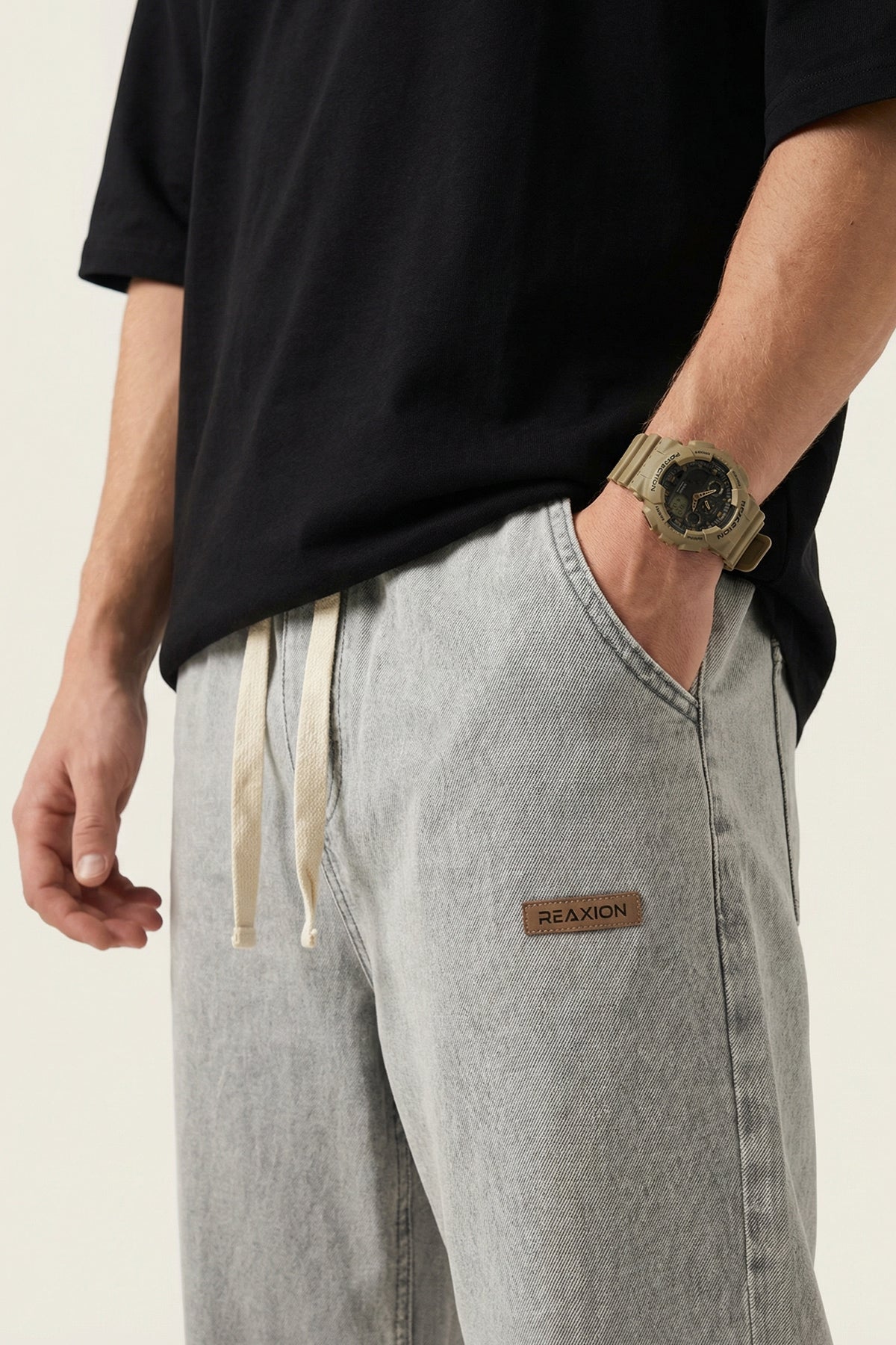 Image of Erkek Rahat Kesim Baggy Jean Pantolon 30073 - Taş