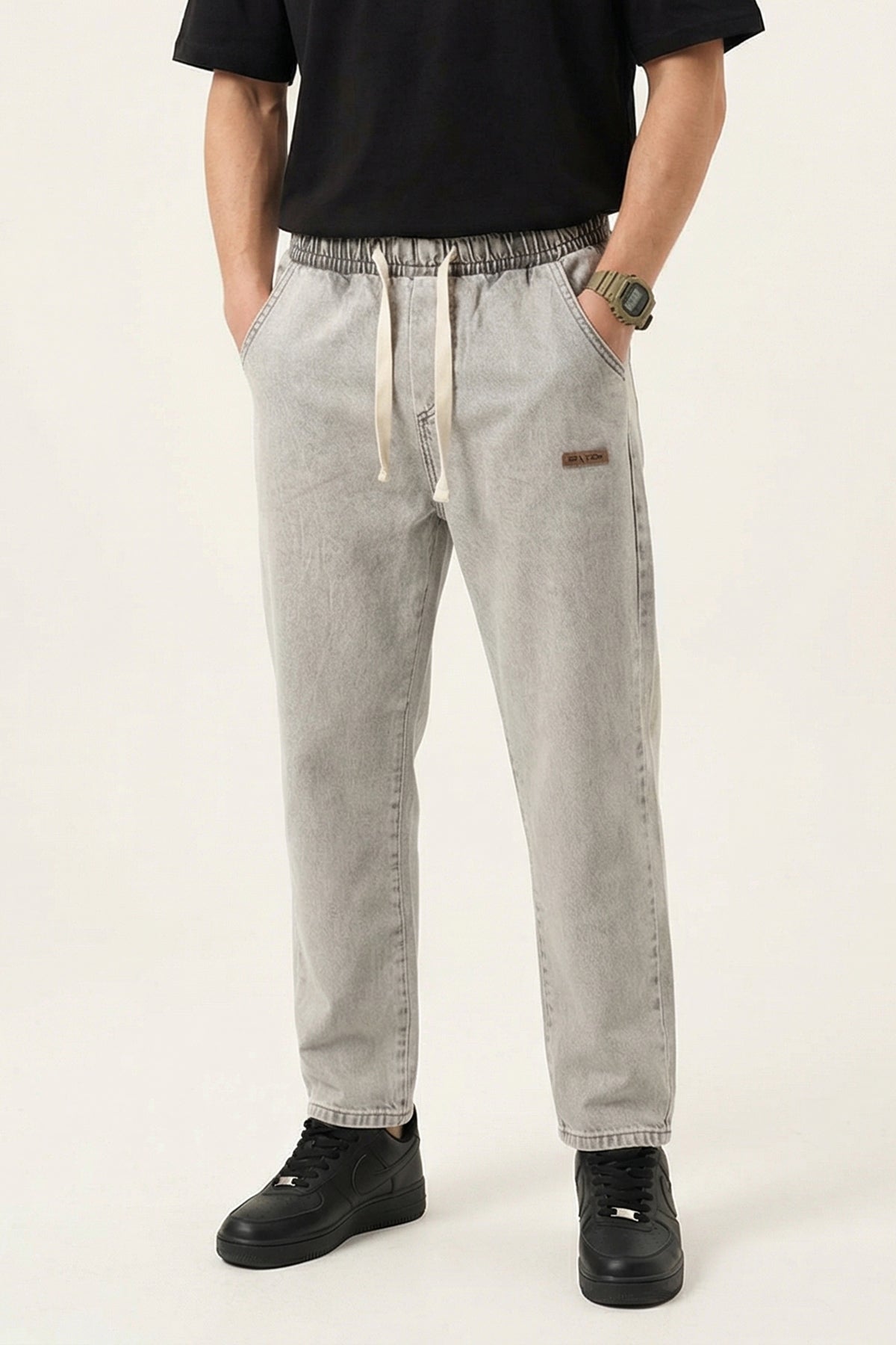 Image of Erkek Rahat Kesim Baggy Jean Pantolon 30073 - Taş